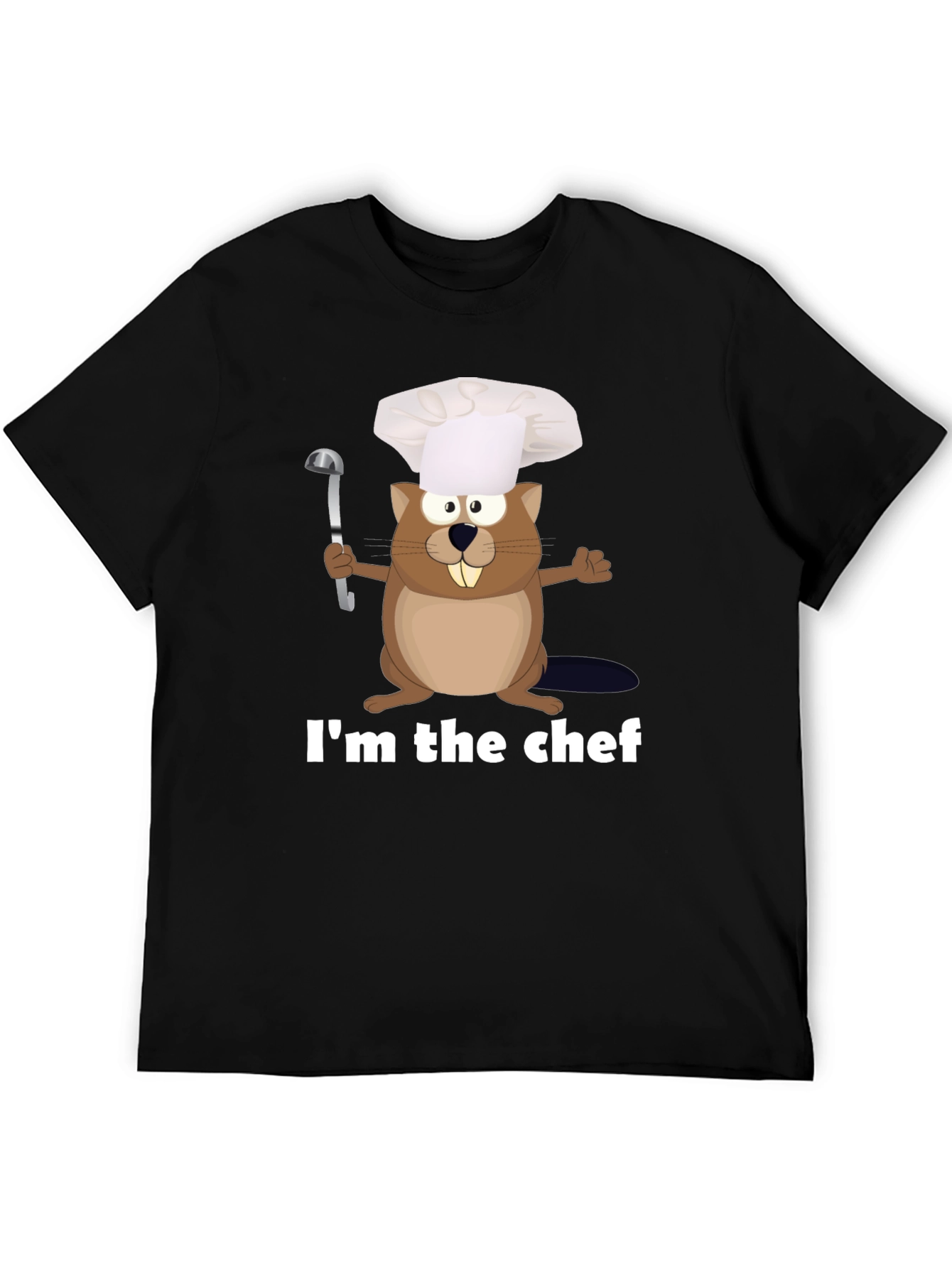 Im The Chef Beaver Cartoon Black T-shirt