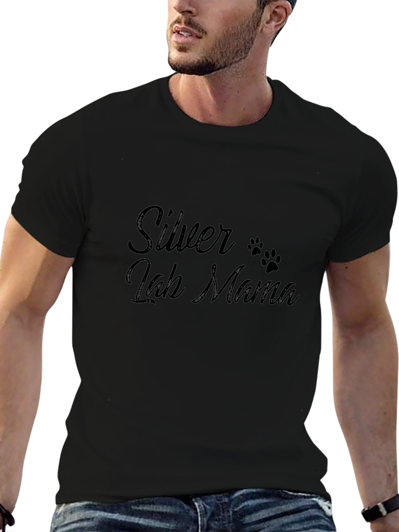 Silver Lab Mama Black T-Shirt