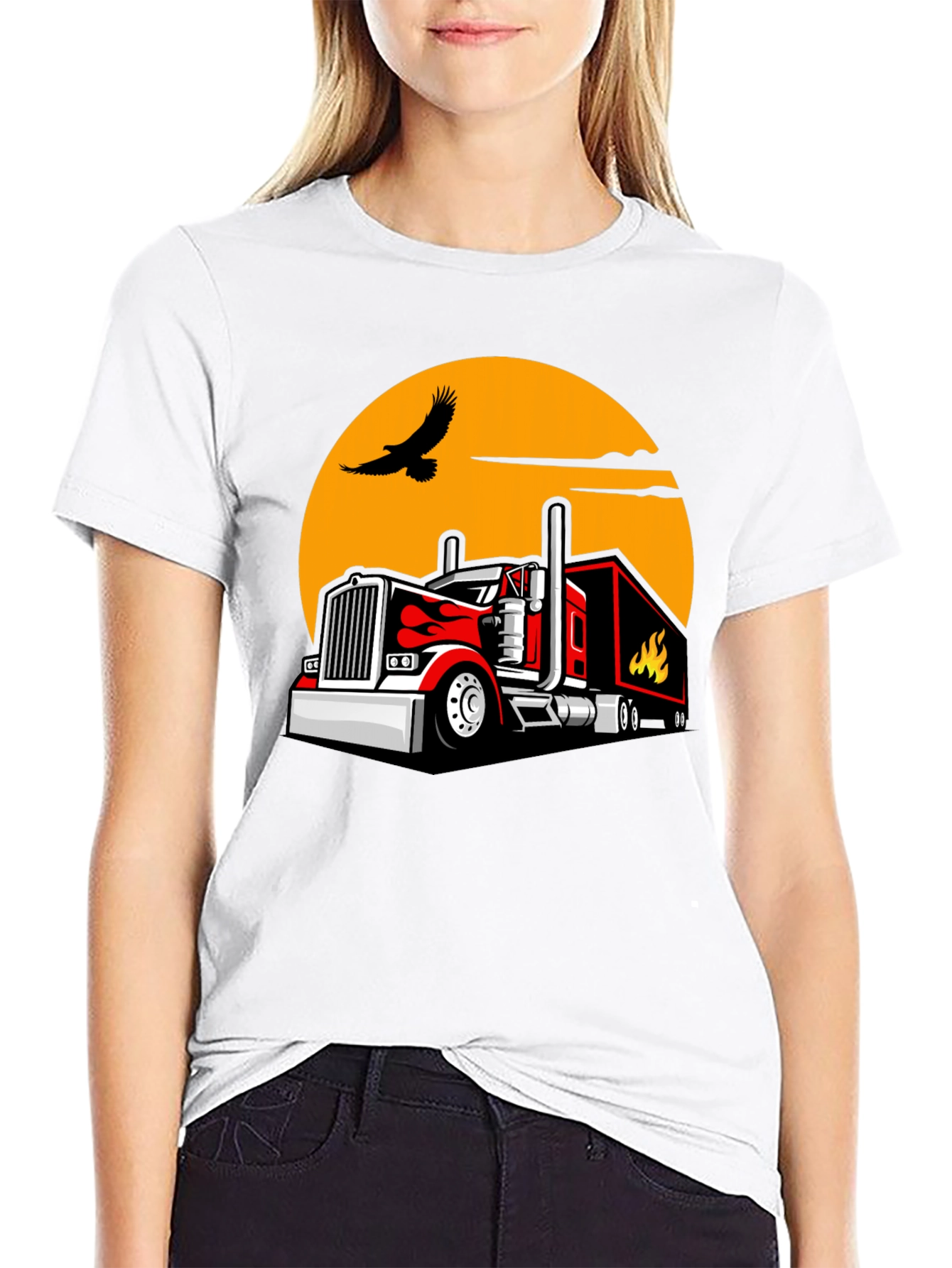 Truck & Eagle Graphic T-Shirt - Black