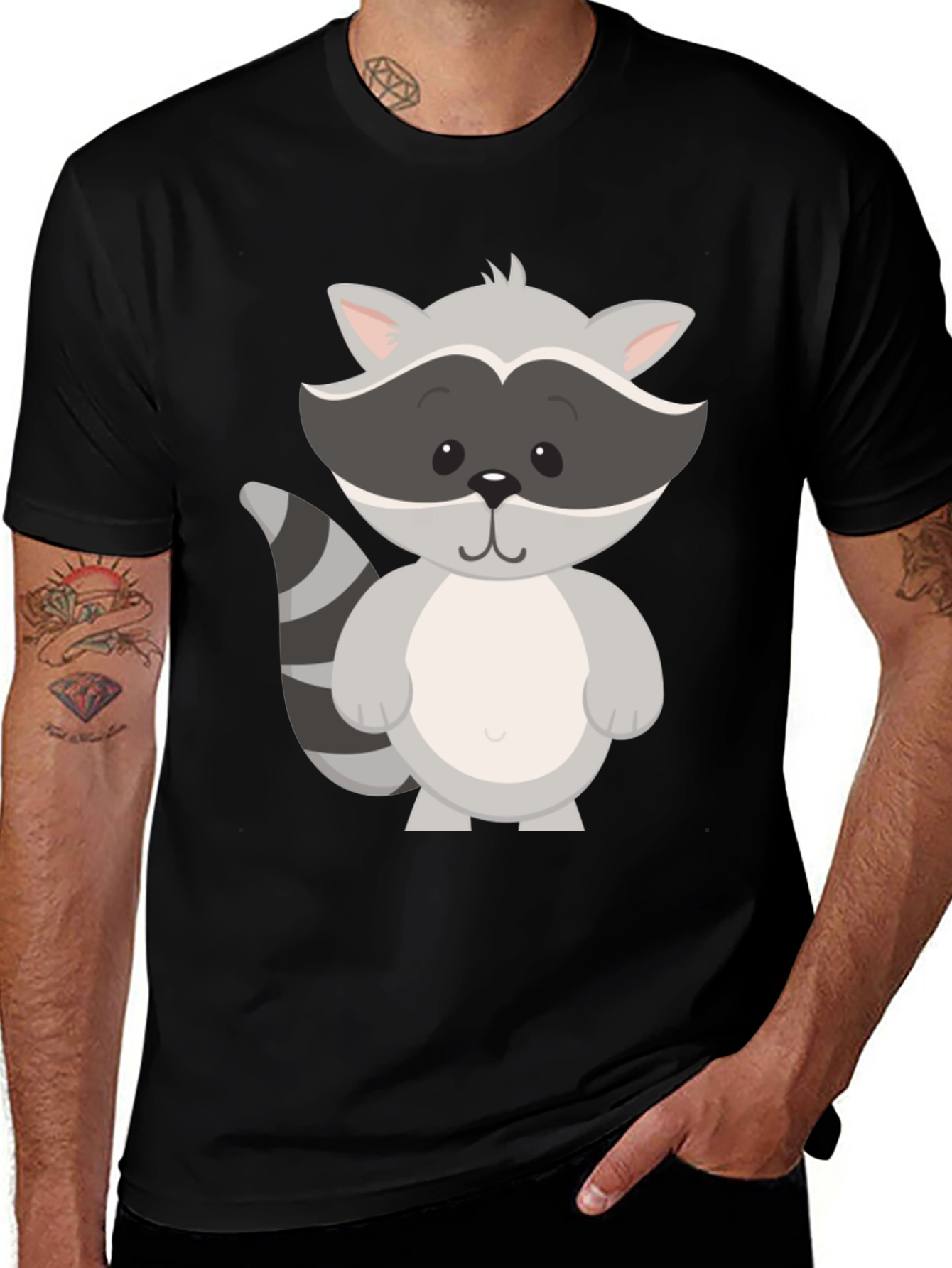 Cute Raccoon Graphic Tee - Unisex Black T-Shirt
