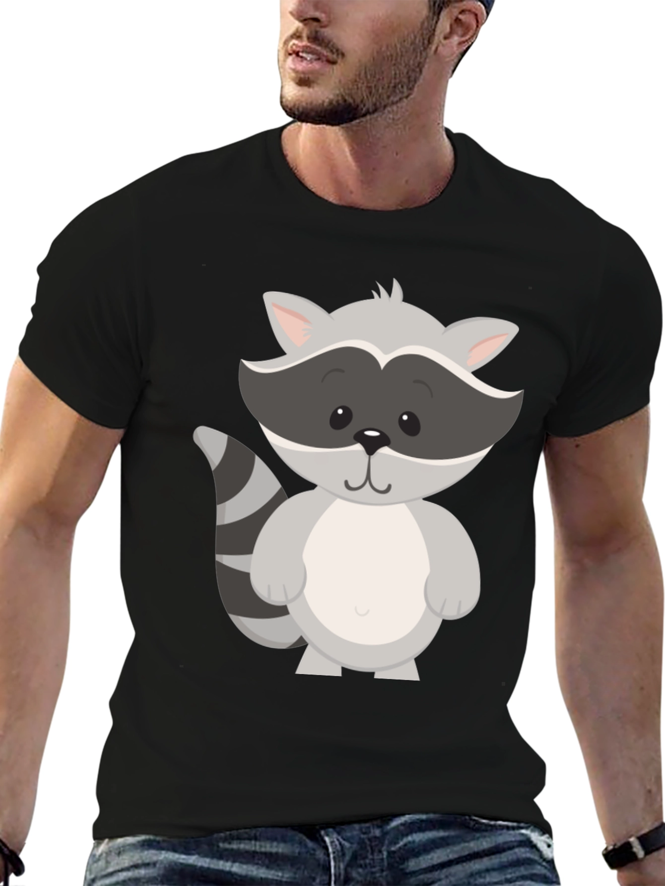 Cute Raccoon Graphic Tee - Unisex Black T-Shirt