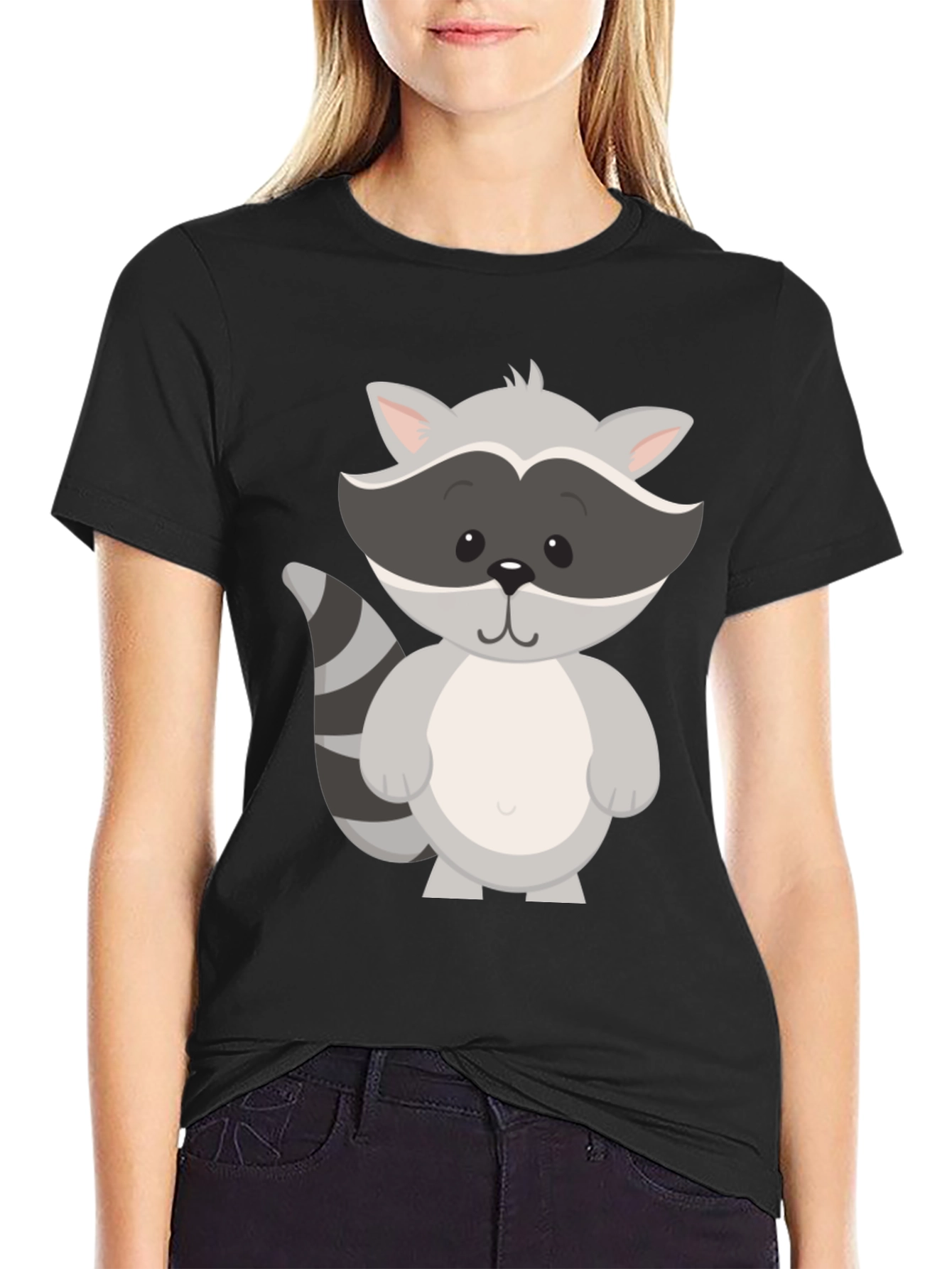 Cute Raccoon Graphic Tee - Unisex Black T-Shirt