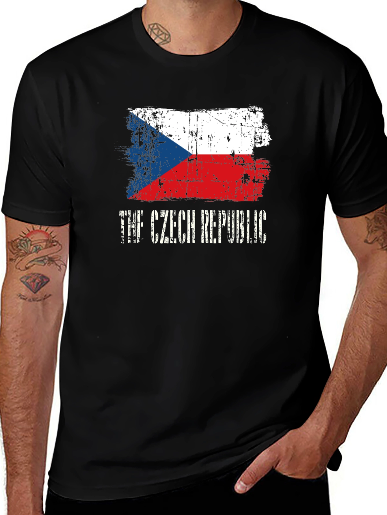 Czech Republic Flag T-Shirt - Distressed Design