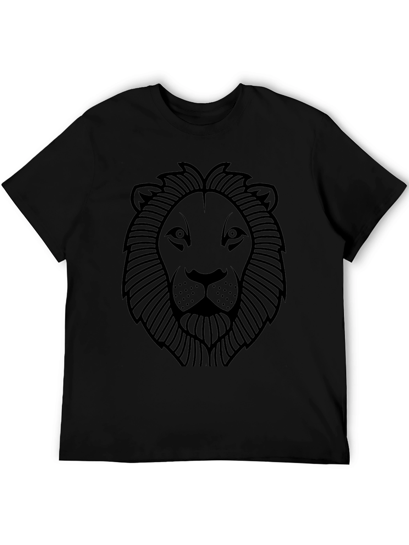 Lion Head Graphic Print Black T-Shirt