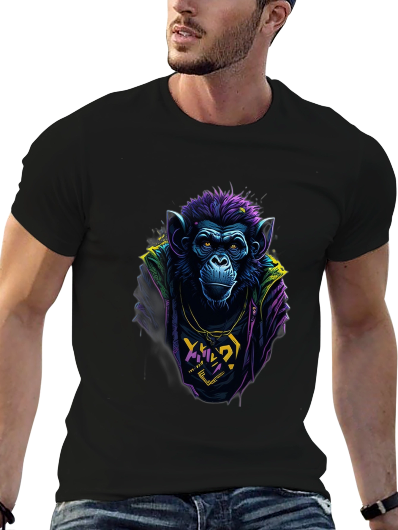 Cool Monkey Graphic Tee - Mens Black T-Shirt