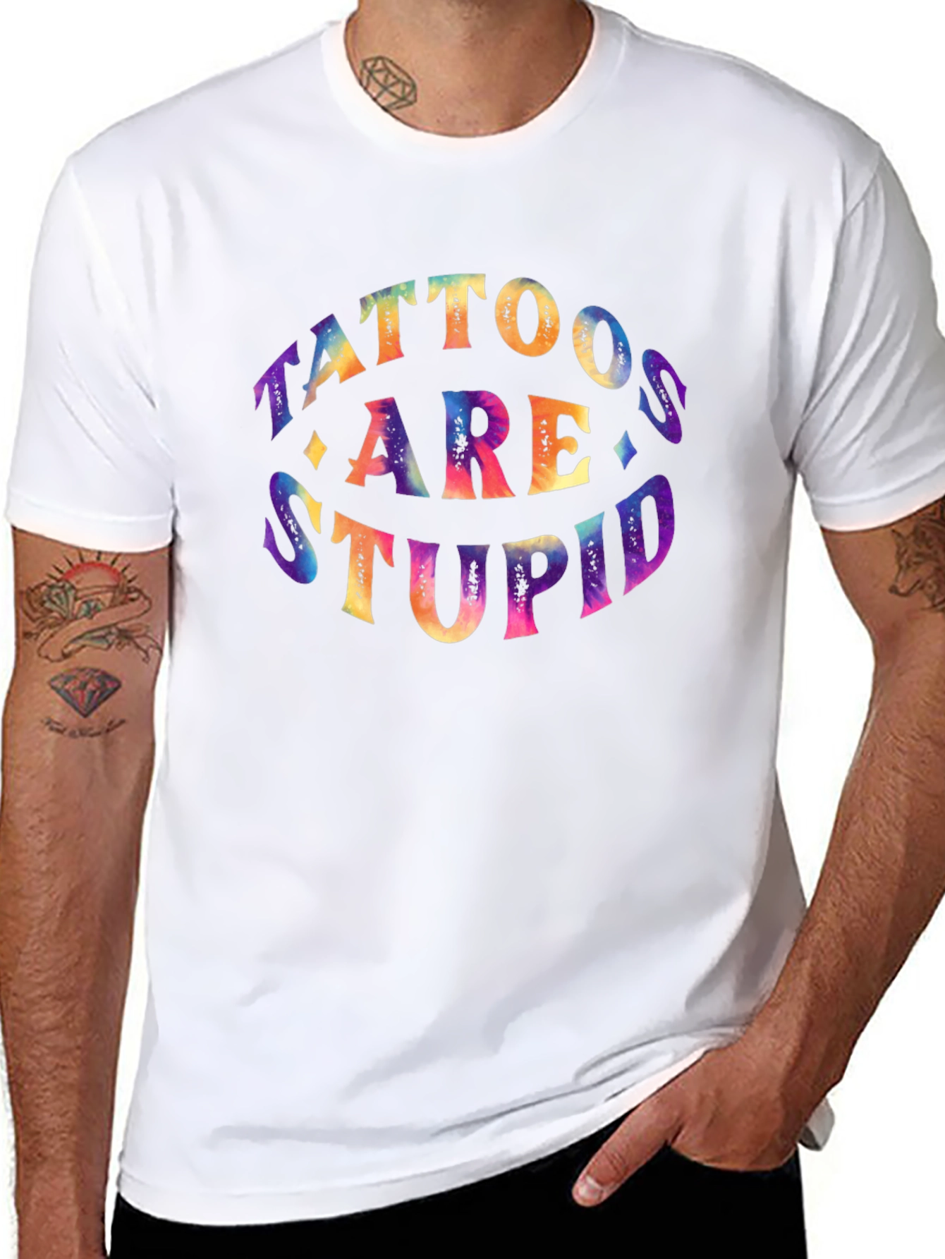Tattoos Are Stupid Graphic Tee - Black Cotton T-Shirt