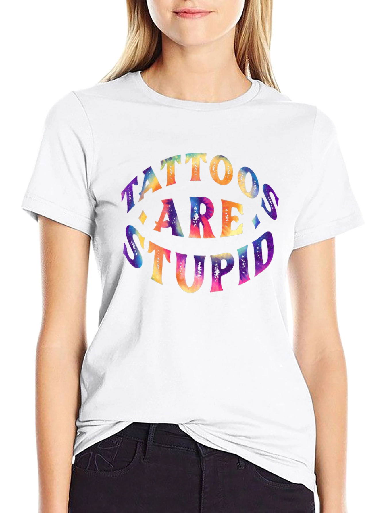 Tattoos Are Stupid Graphic Tee - Black Cotton T-Shirt