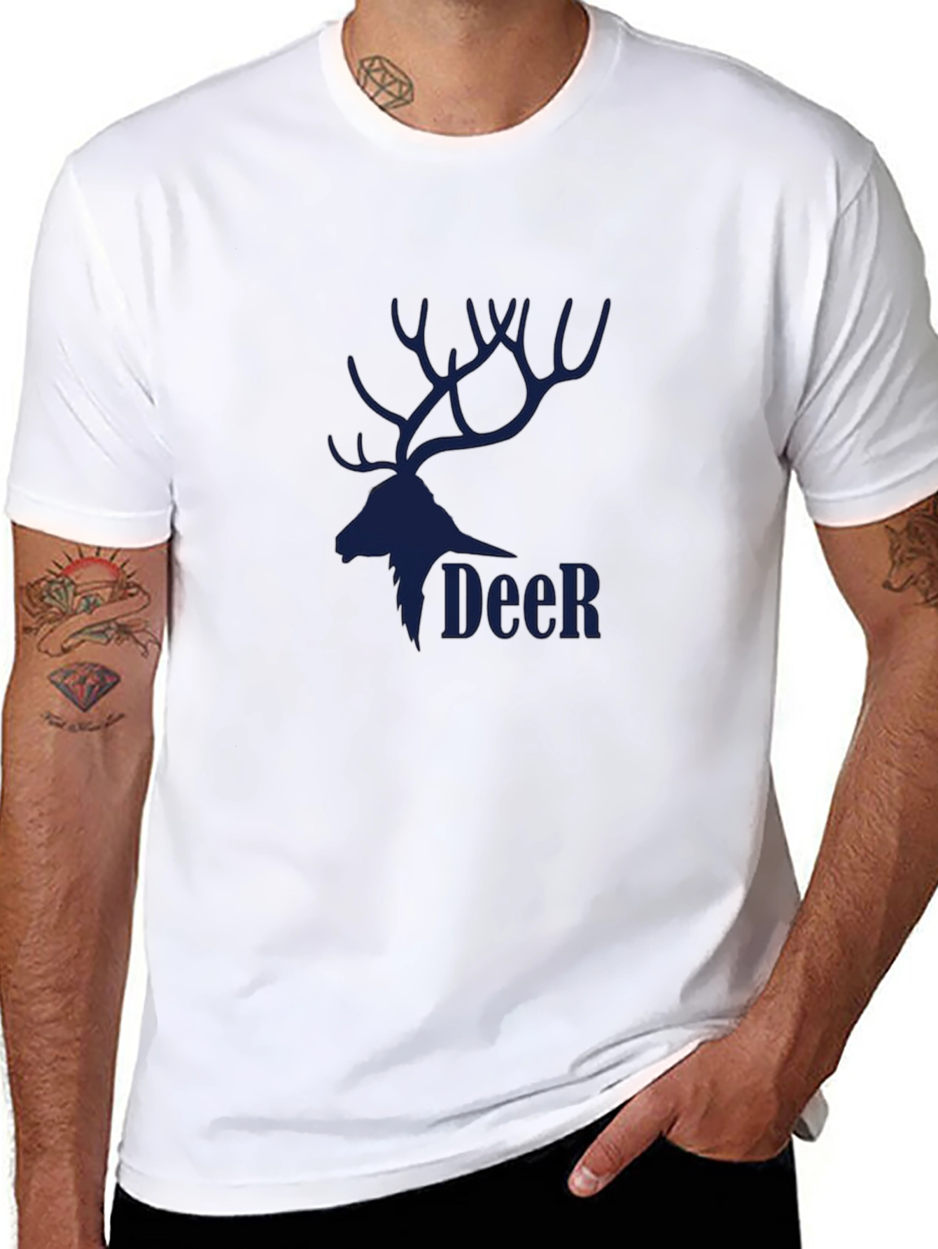 Black Deer Graphic T-Shirt for Men