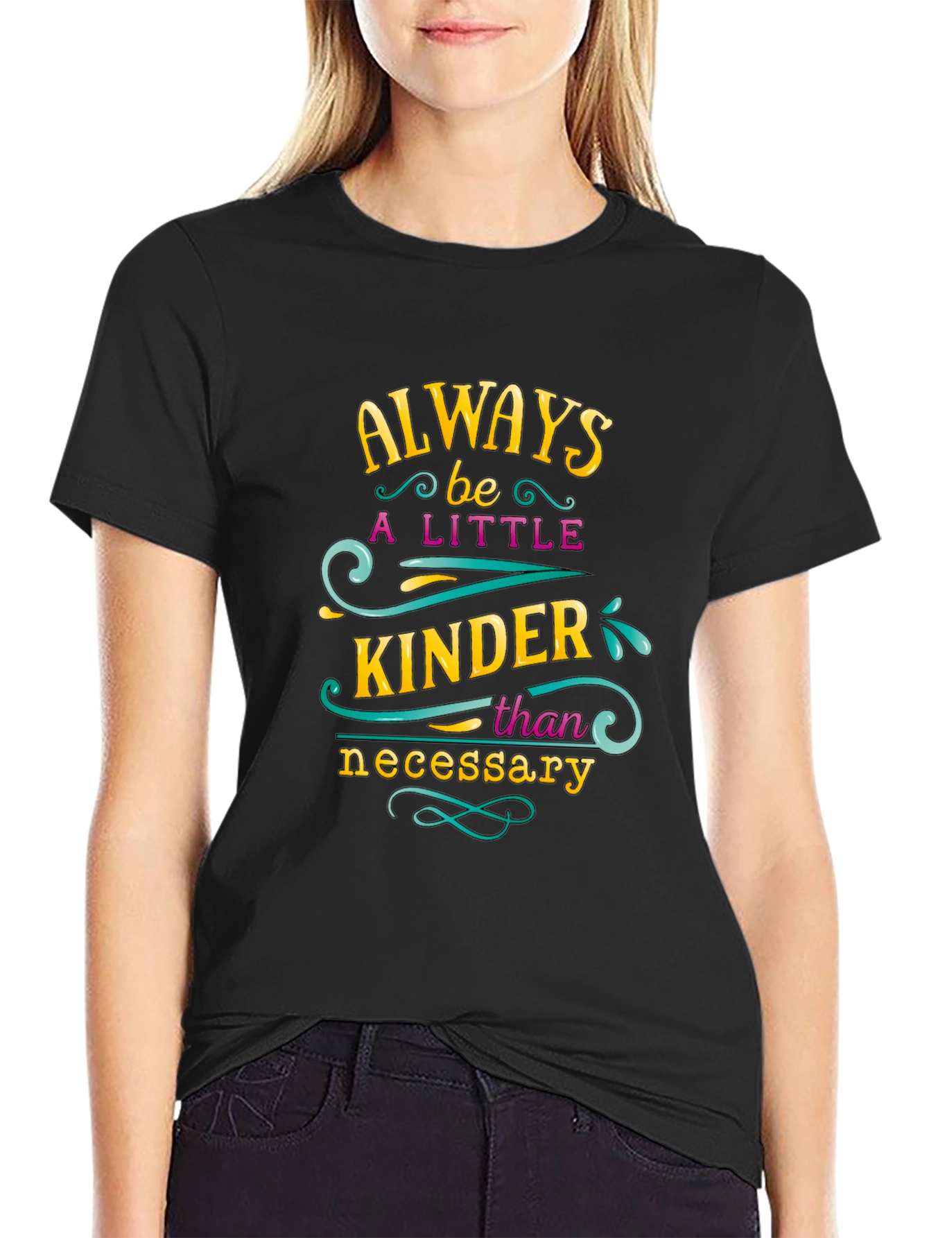 Always Be Kinder Black Graphic Tee