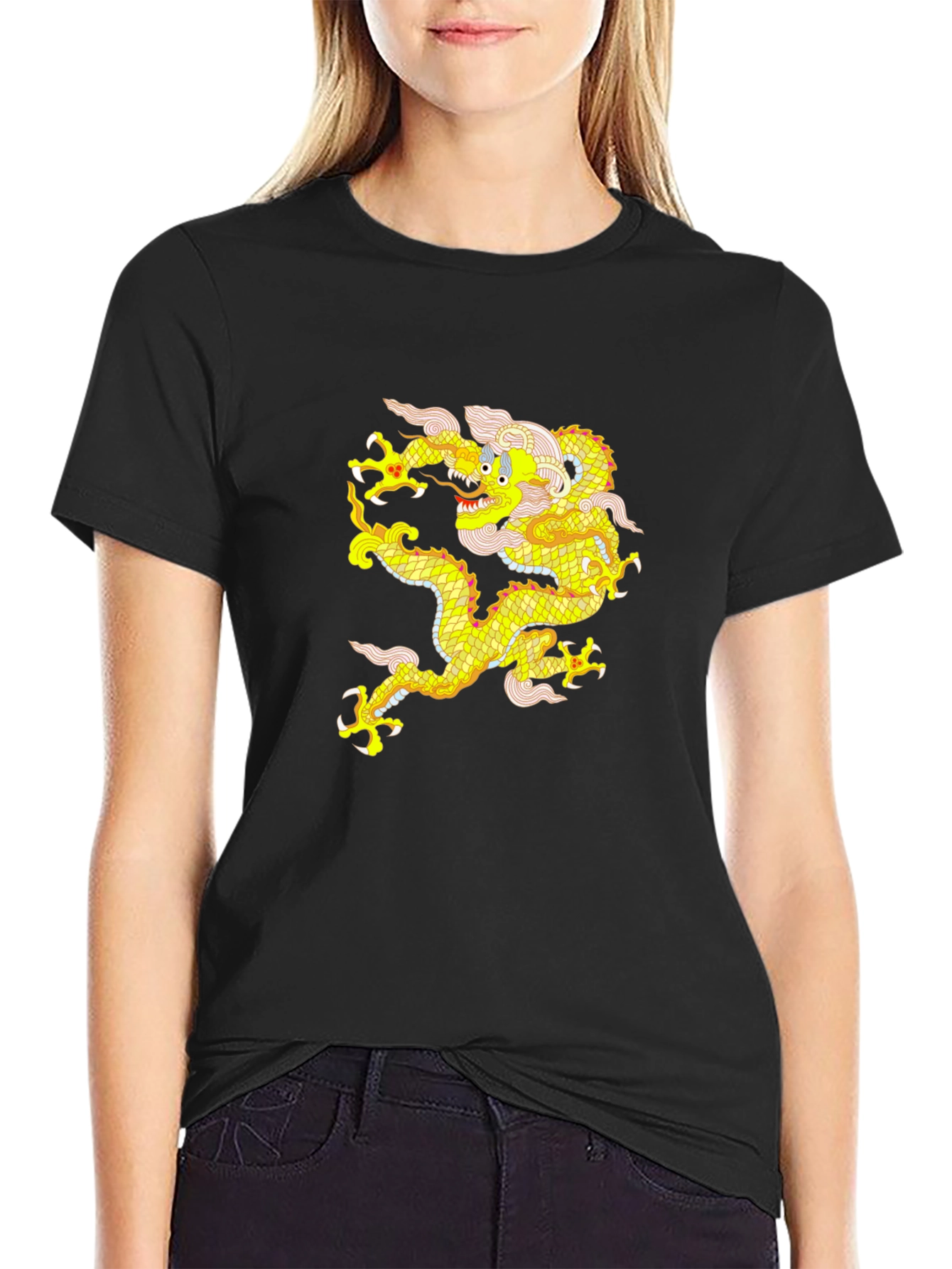 Golden Dragon Graphic Tee - Mens Black T-Shirt