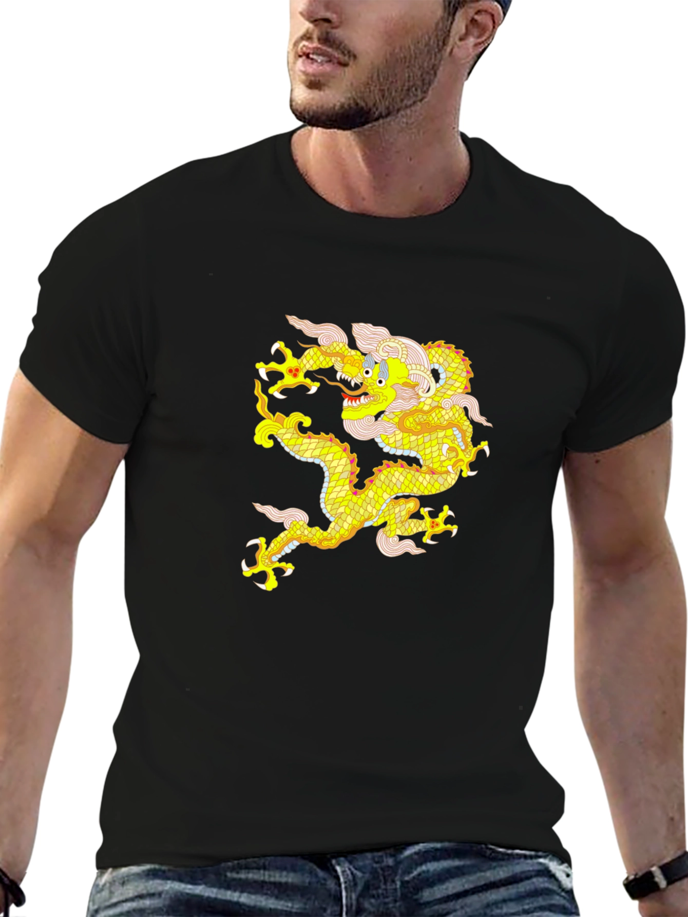 Golden Dragon Graphic Tee - Mens Black T-Shirt