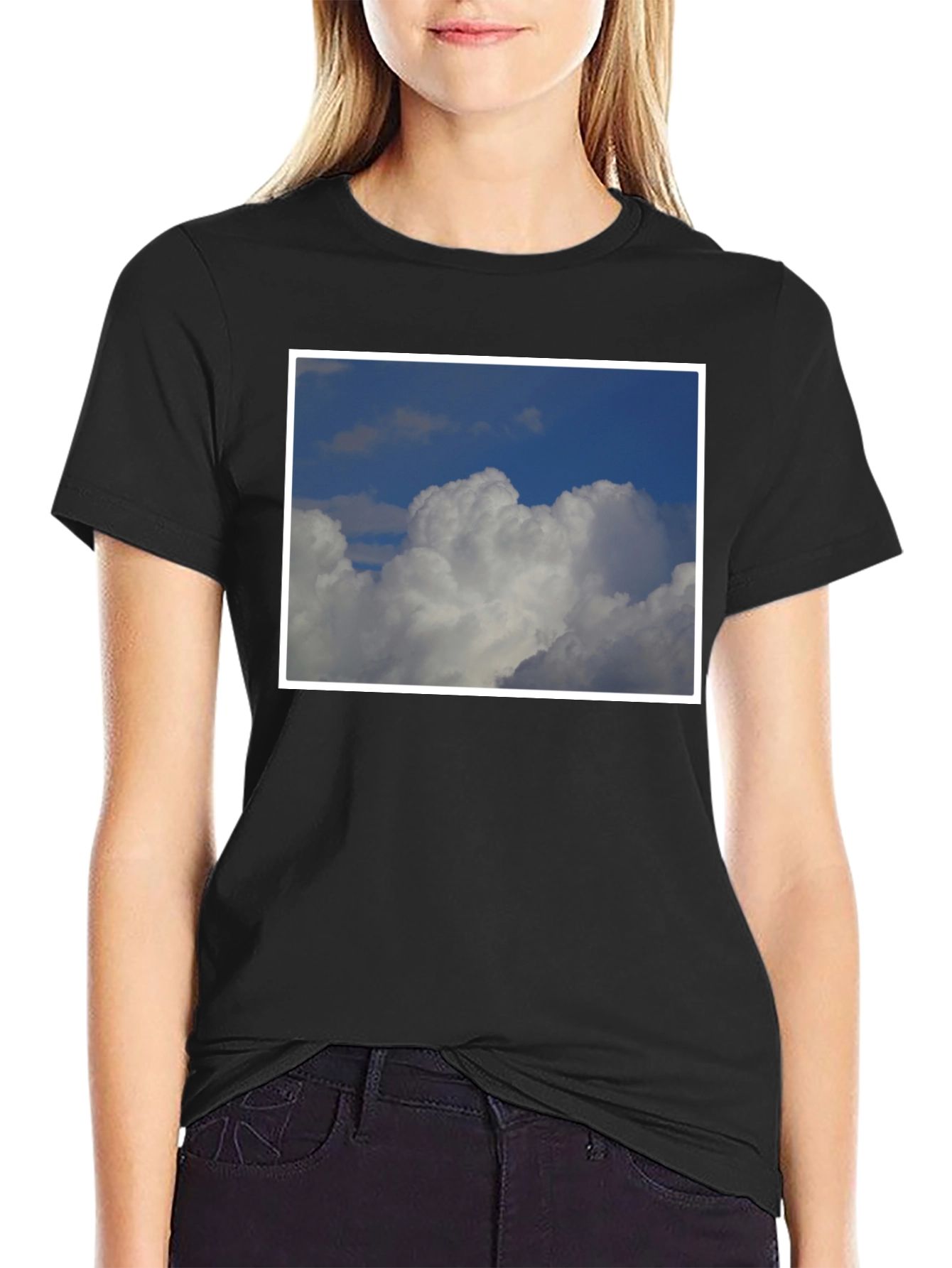 Cloudscape Graphic Tee - Soft Black Cotton Comfort