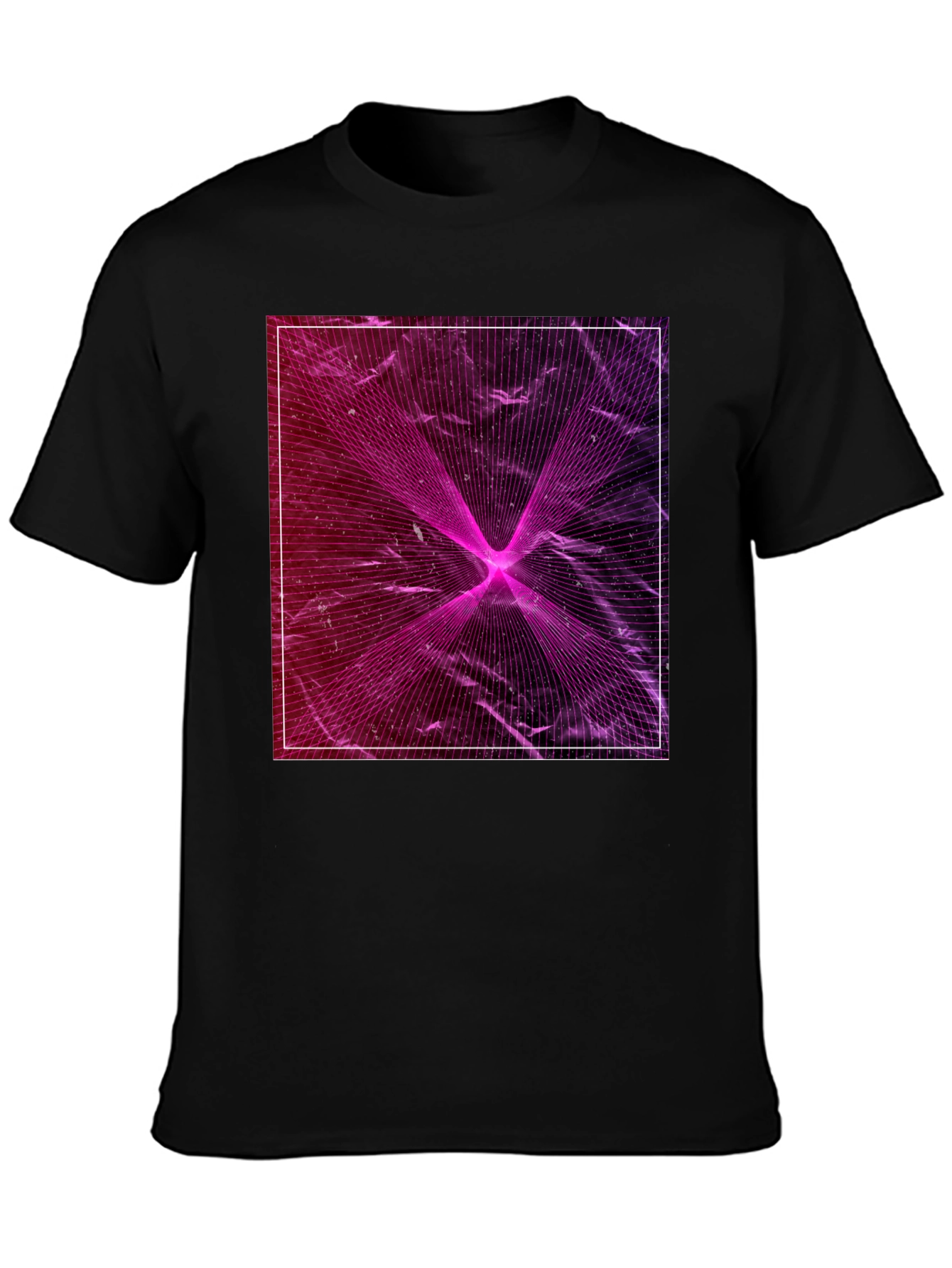 Geometric Laser Print Black T-Shirt