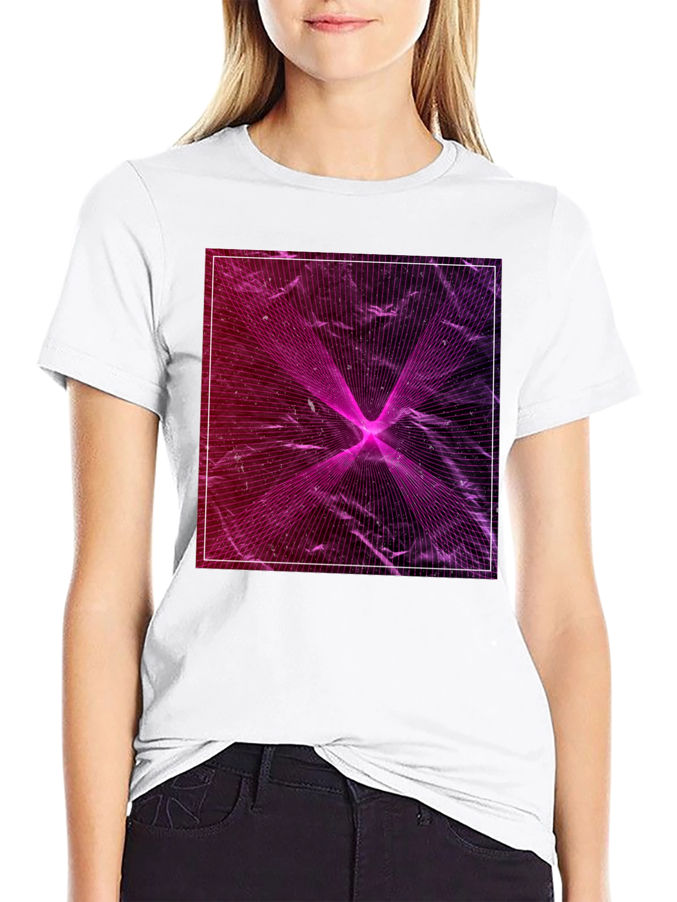 Geometric Laser Print Black T-Shirt