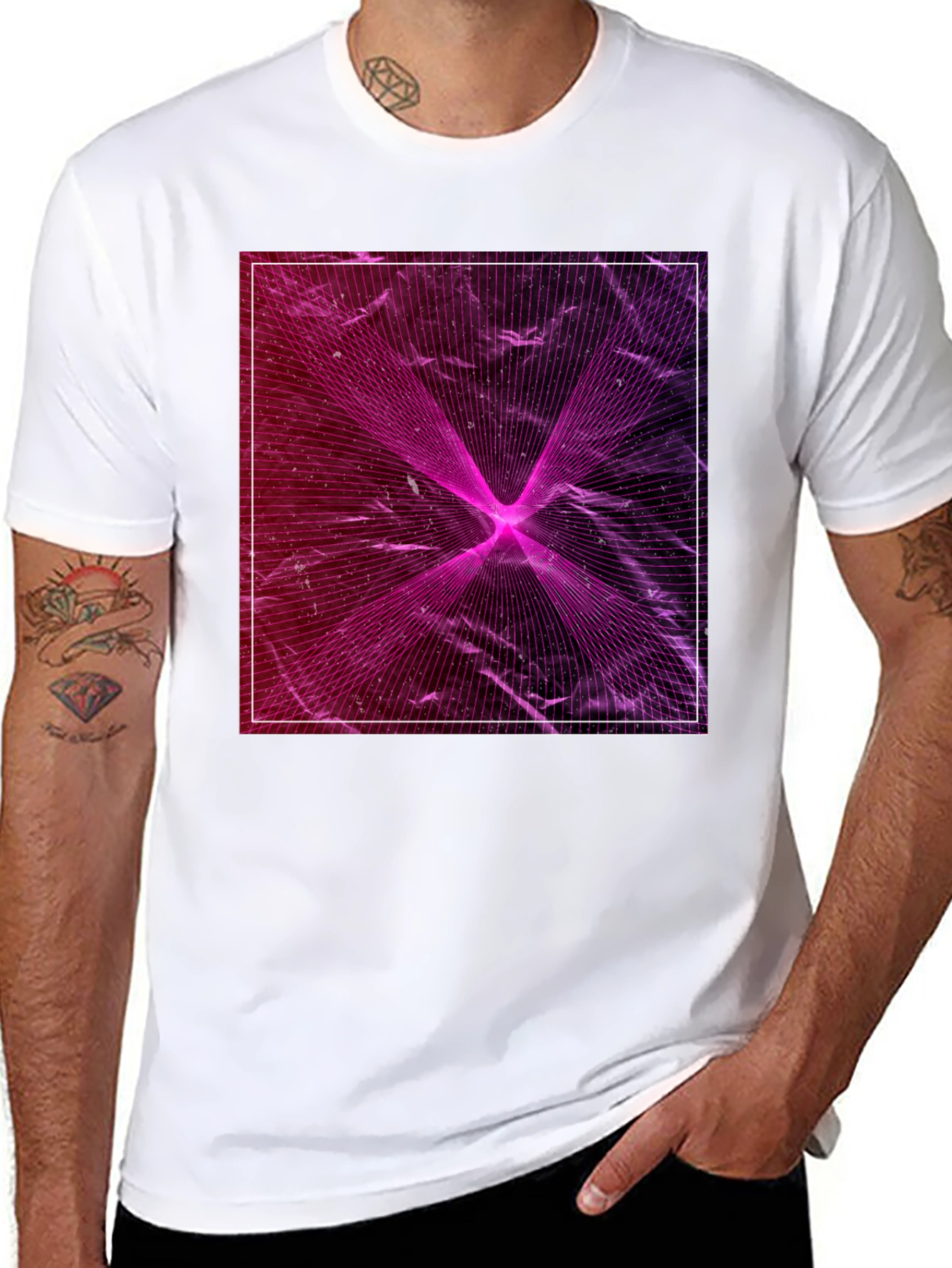 Geometric Laser Print Black T-Shirt
