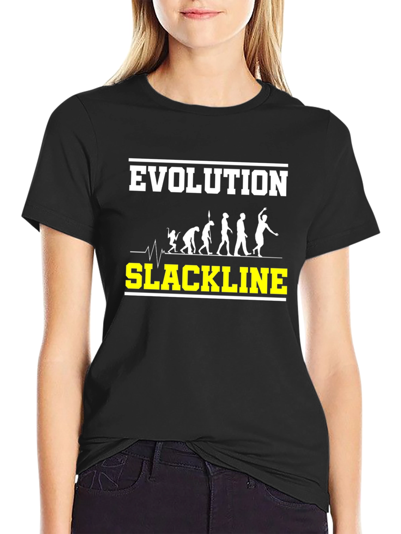 Evolution of Slackline Black T-Shirt
