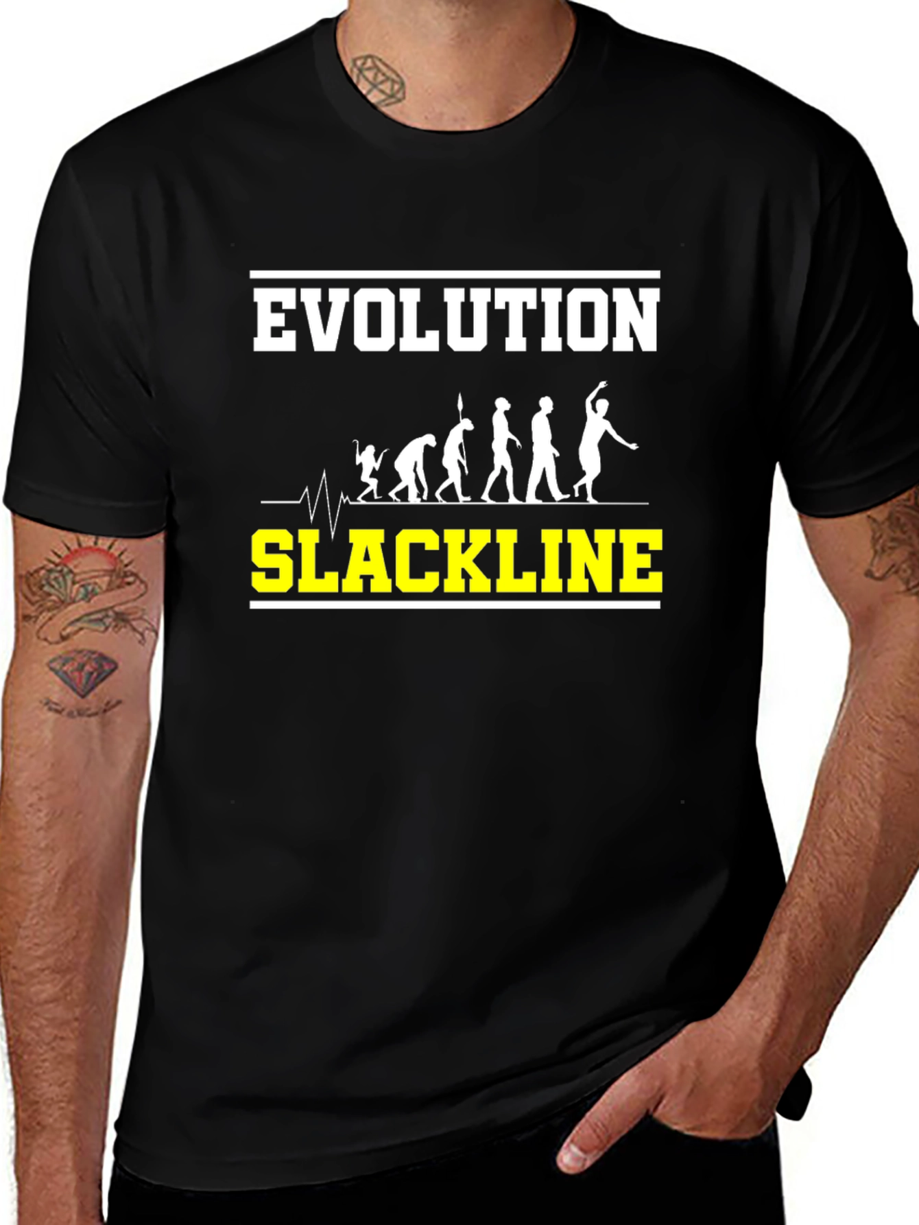 Evolution of Slackline Black T-Shirt