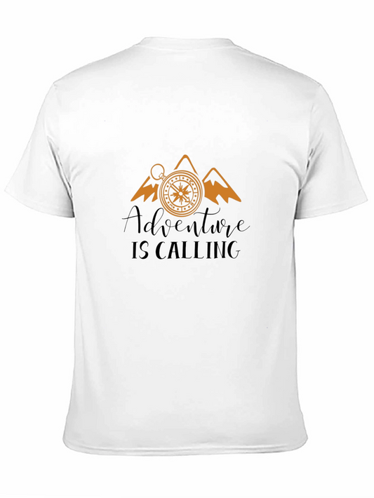 Adventure Calling Black T-Shirt Compass Mountain Design