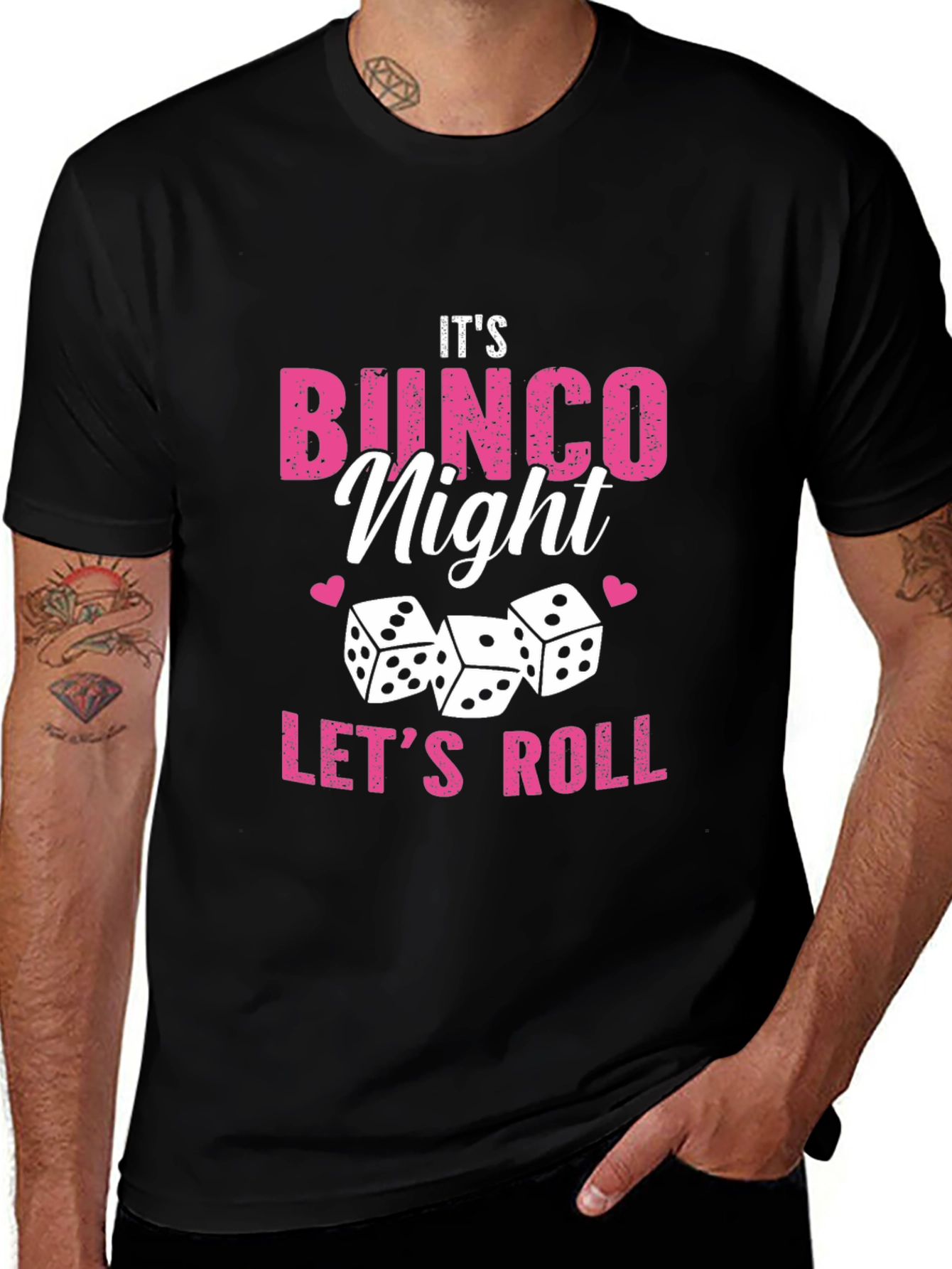 Its Bingo Night Lets Roll Black Graphic Tee