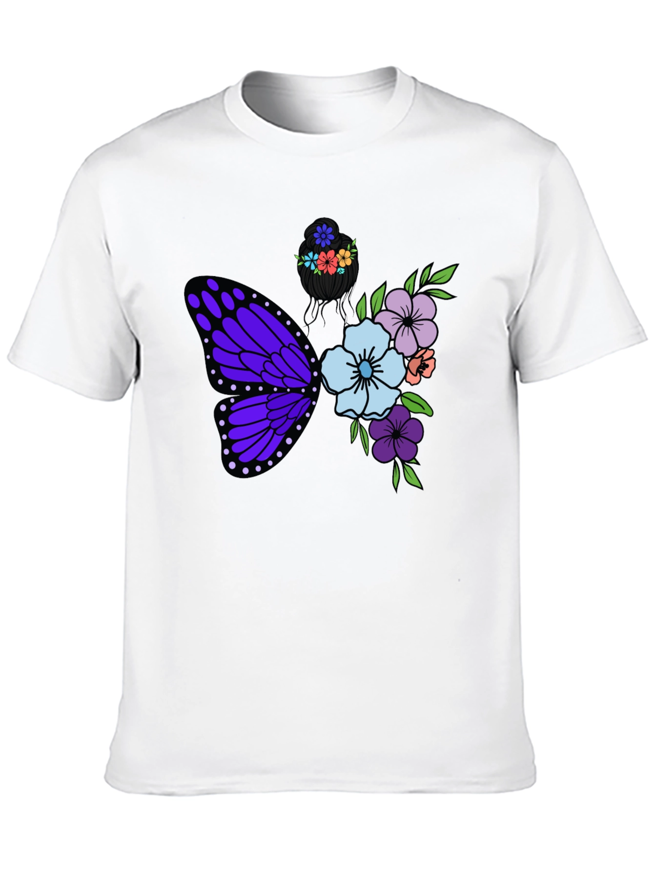 Butterfly Floral Graphic T-Shirt - Black