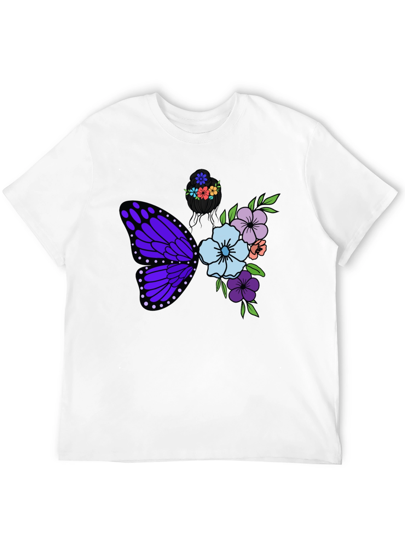 Butterfly Floral Graphic T-Shirt - Black