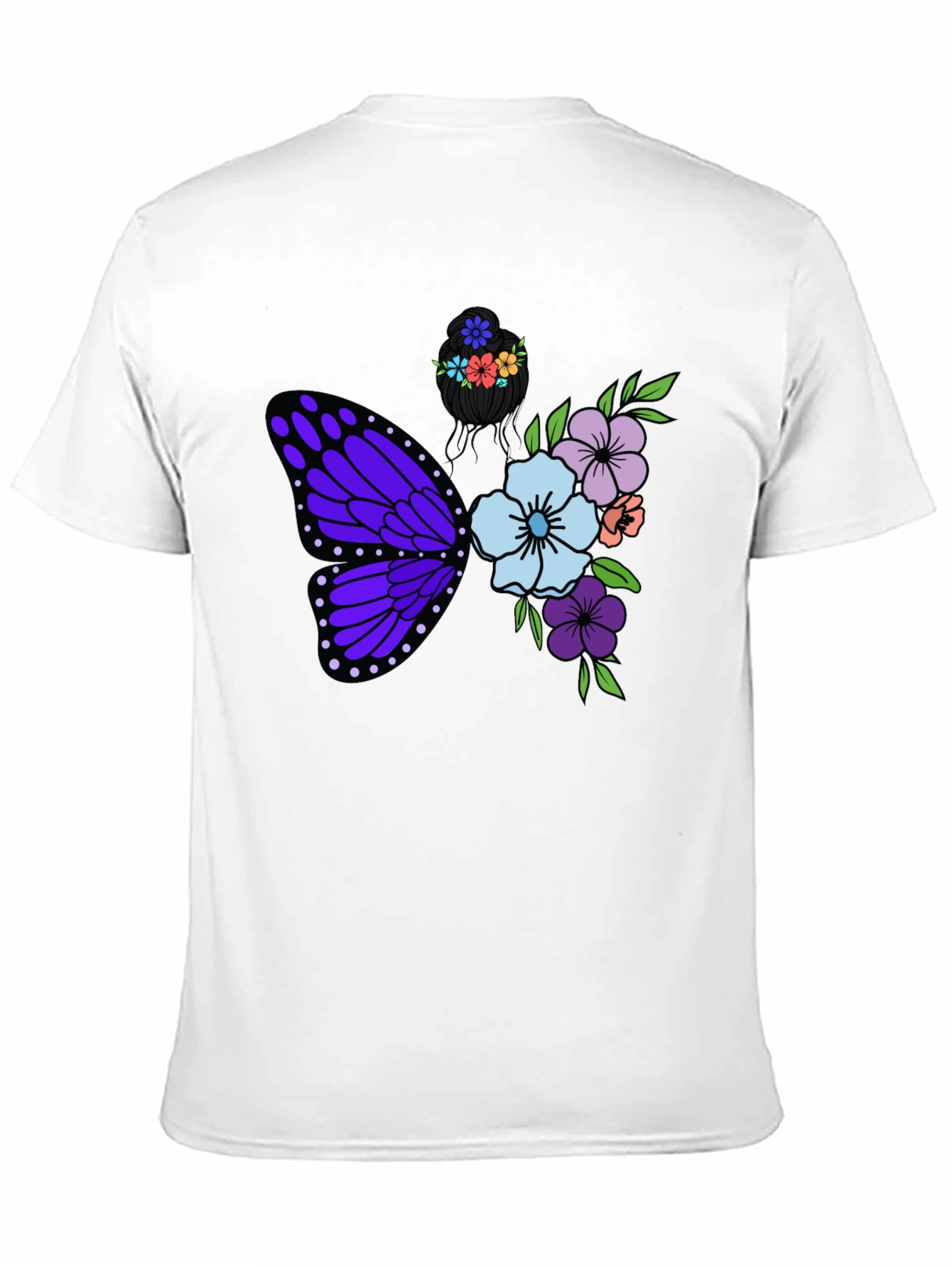 Butterfly Floral Graphic T-Shirt - Black