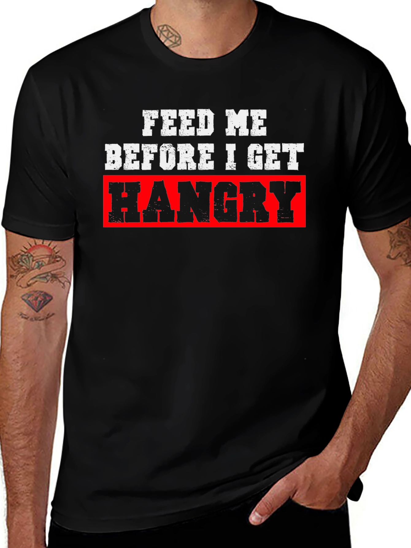 Feed Me Before I Get Hangry Black T-Shirt