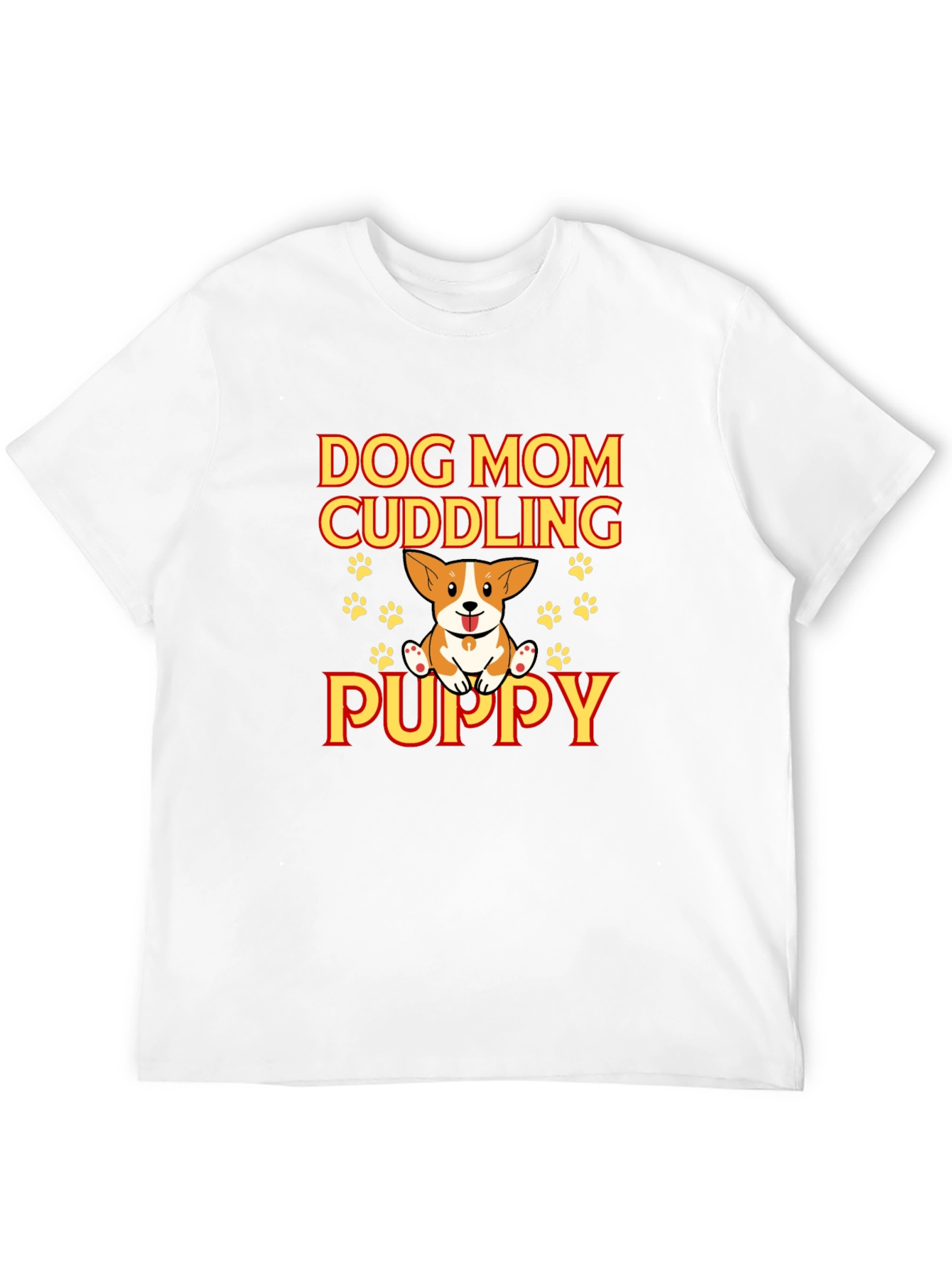 Dog Mom Cuddling Puppy Black Graphic Tee
