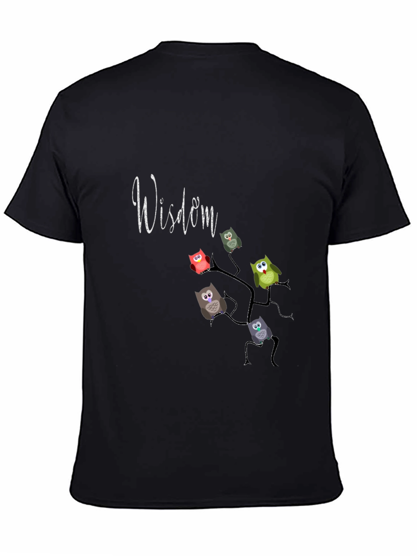 Wisdom Owl Branch Graphic T-Shirt - Black