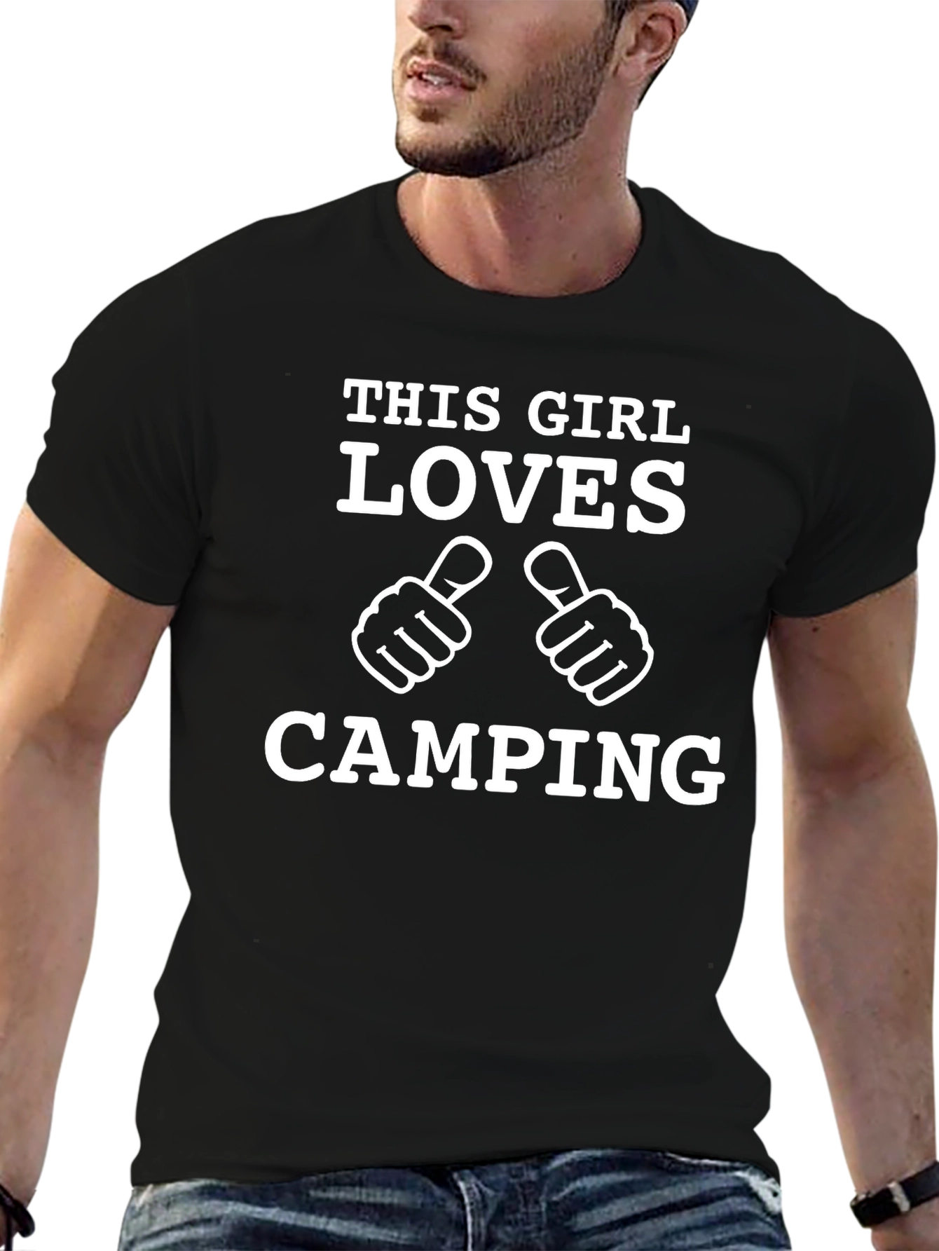 This Girl Loves Camping Graphic Tee - Black