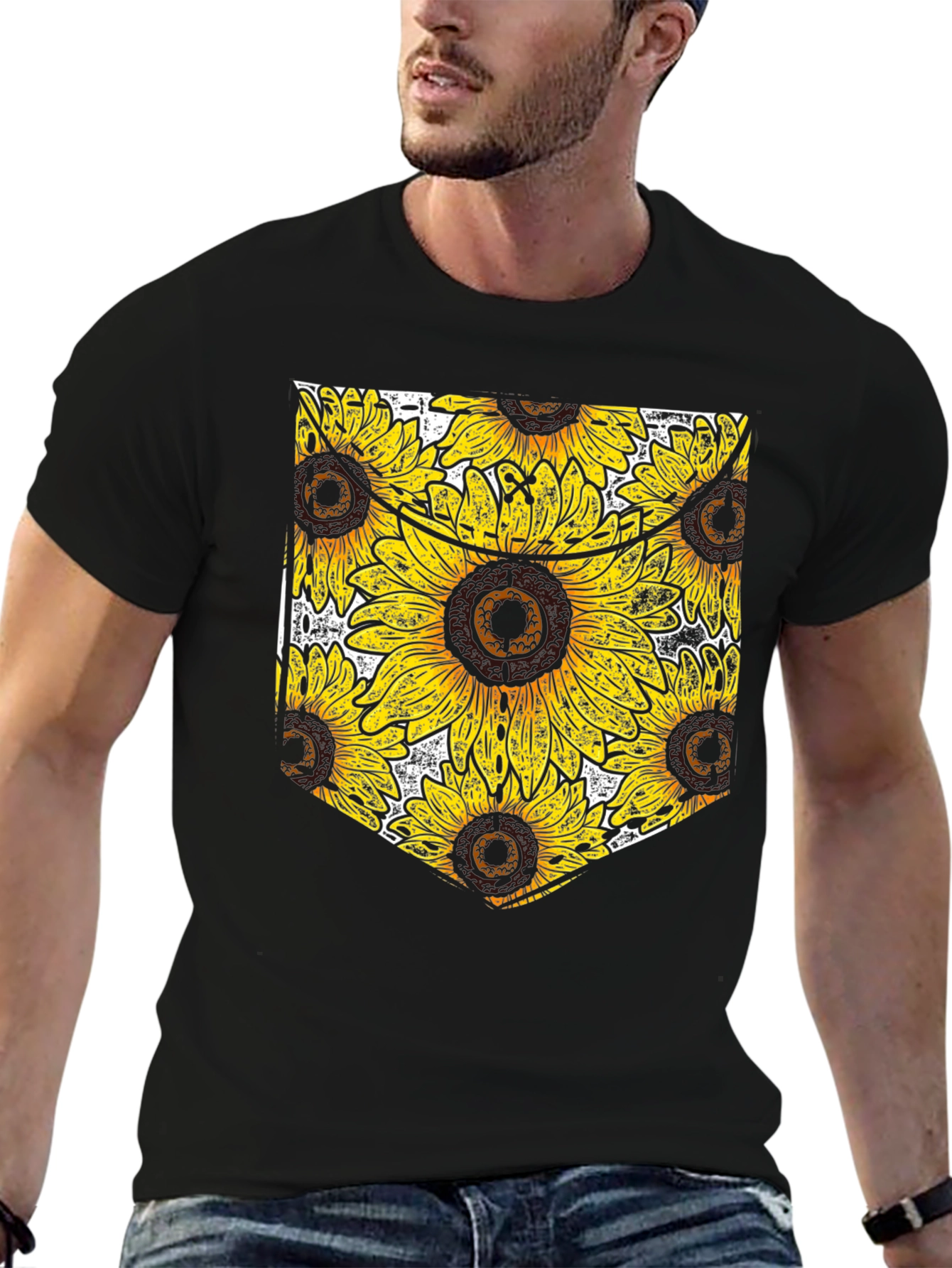 Sunflower Pocket T-Shirt - Mens Black Tee