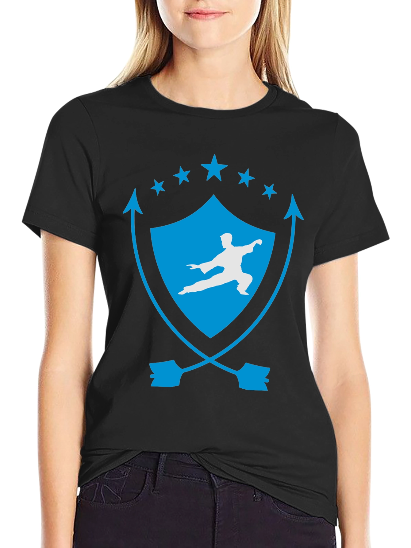 Martial Arts Black Tee - Kung Fu Shield Design