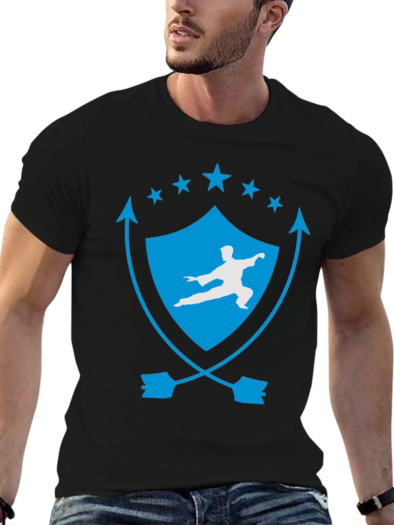 Martial Arts Black Tee - Kung Fu Shield Design