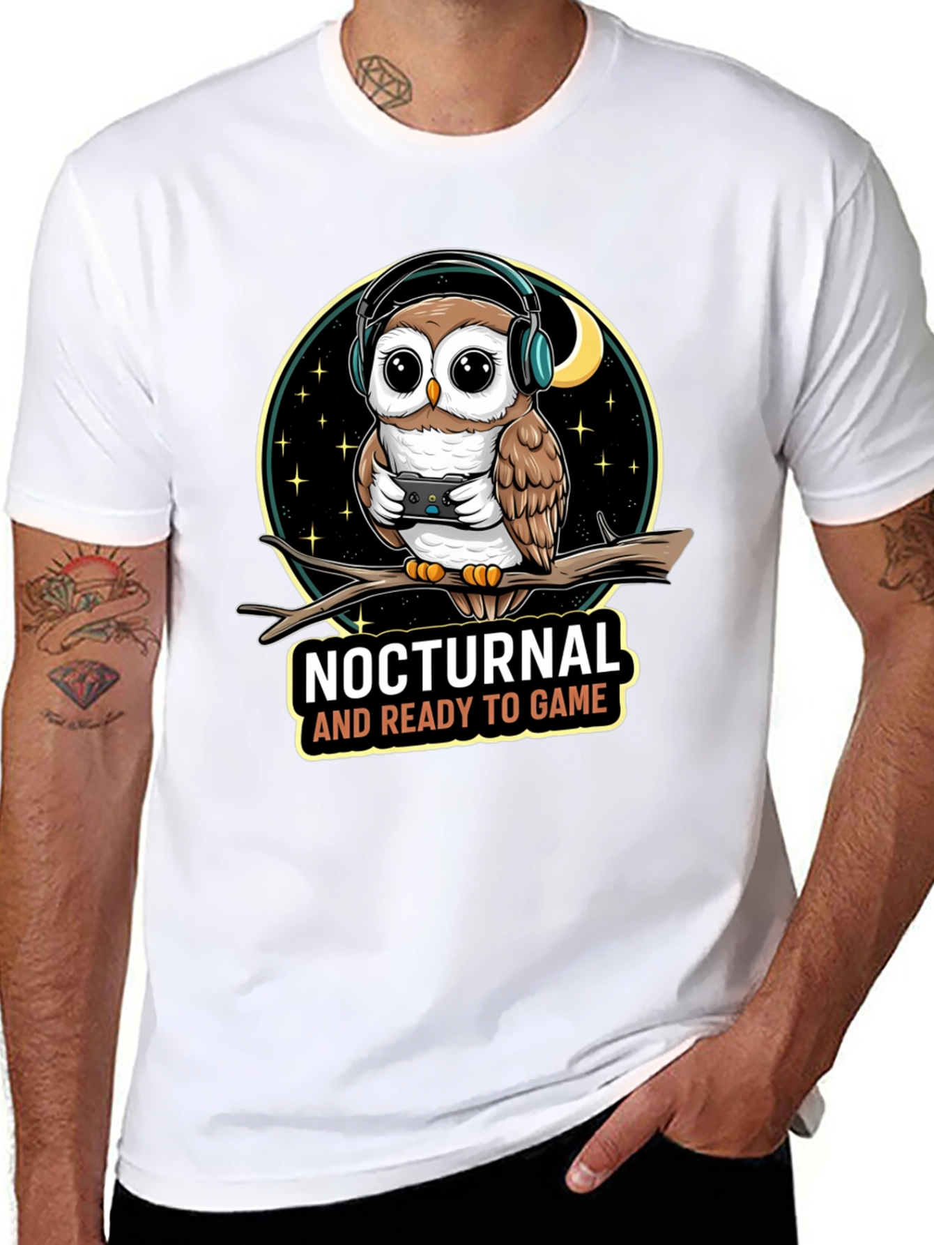 Gamer Owl T-Shirt - Nocturnal and Ready to Game