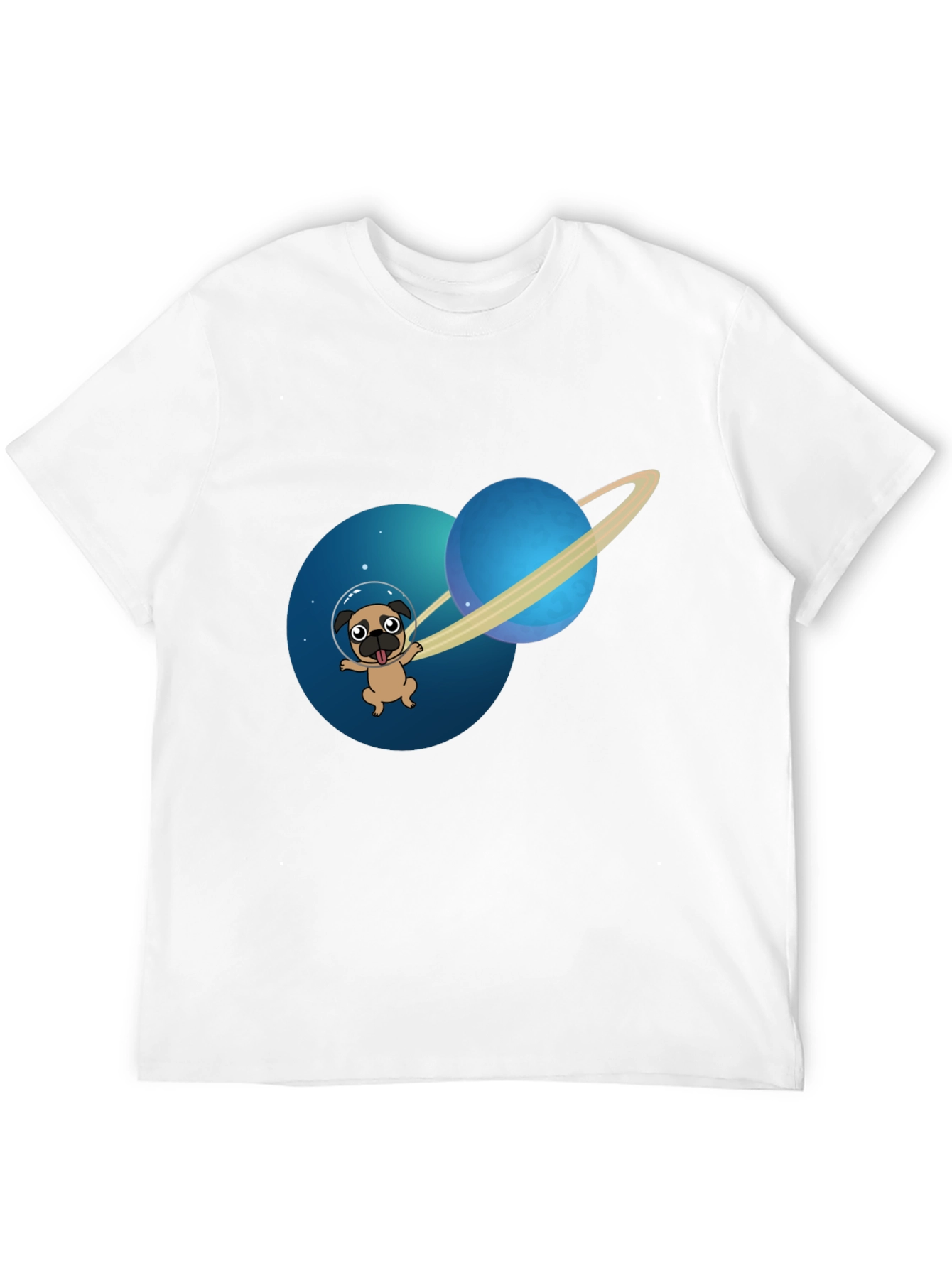 Pug in Space T-Shirt - Cute Dog Astronaut Tee