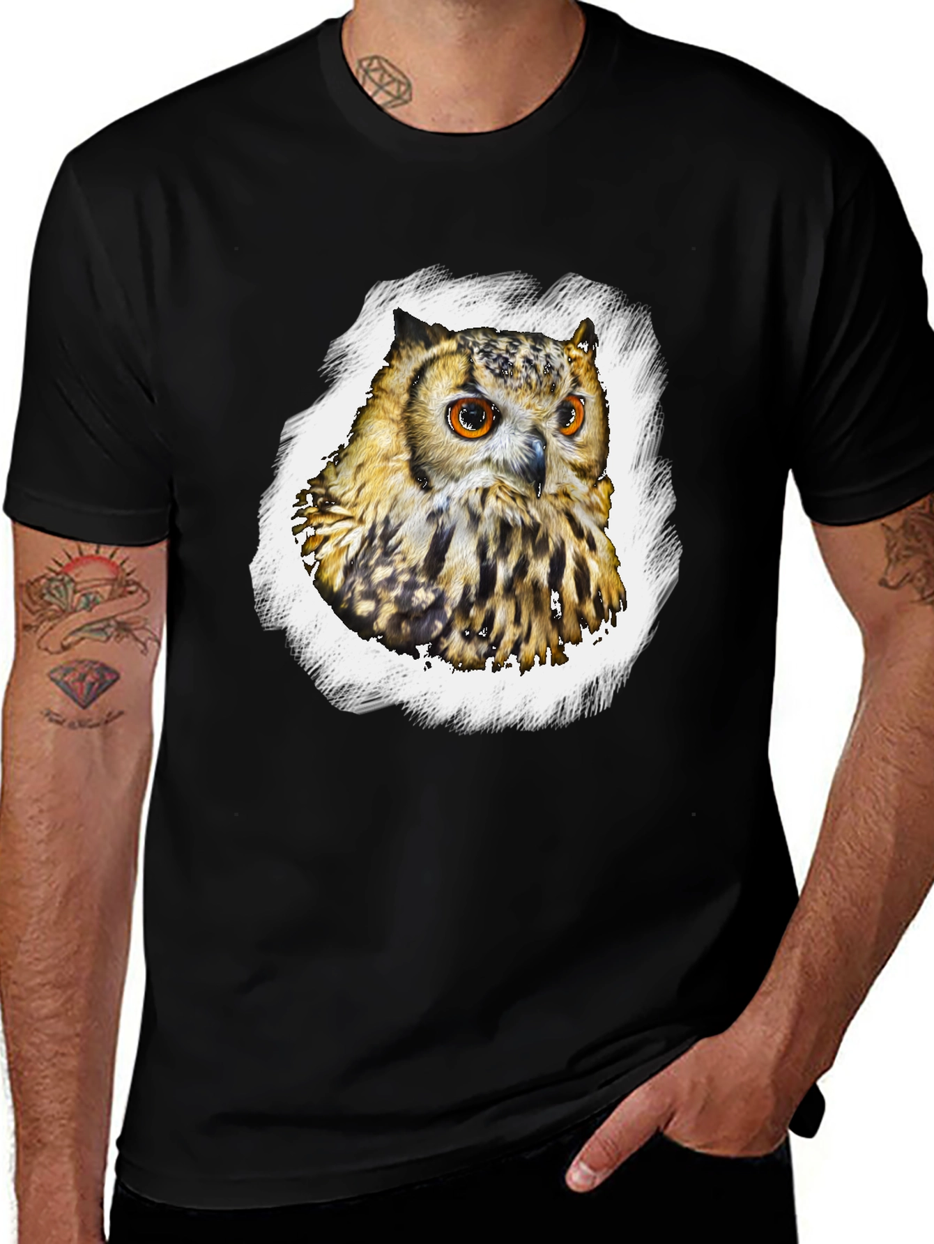 Owl Graphic T-Shirt - Mens Black Tee