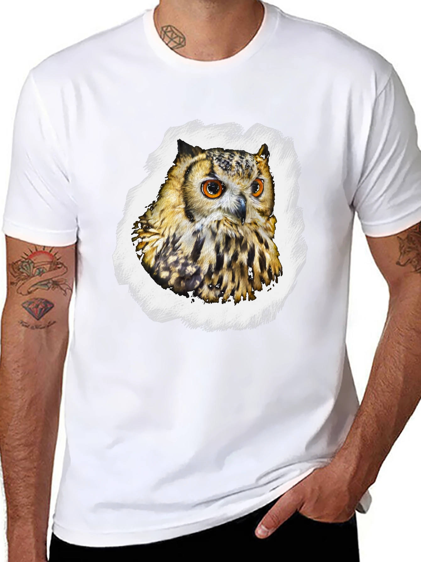 Owl Graphic T-Shirt - Mens Black Tee