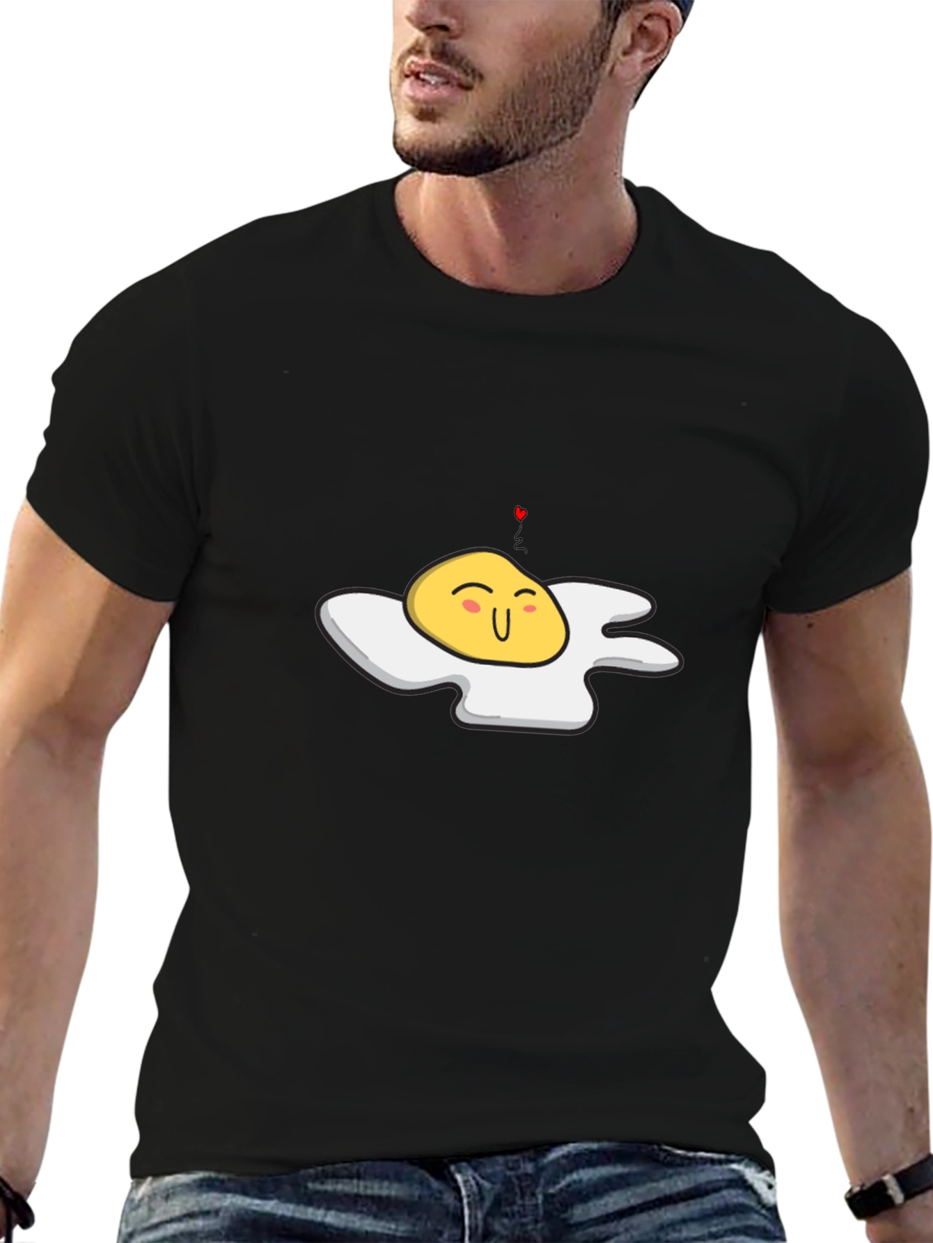 Sunny Side Up Egg Graphic Tee - Black T-Shirt