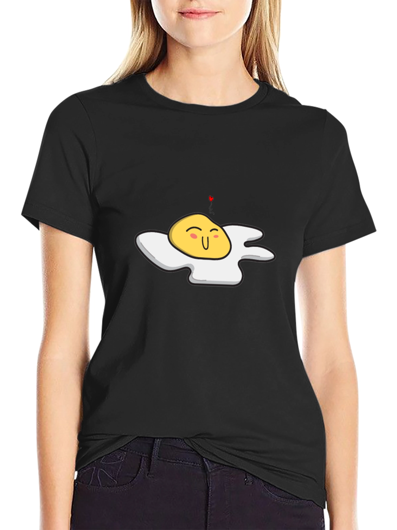 Sunny Side Up Egg Graphic Tee - Black T-Shirt