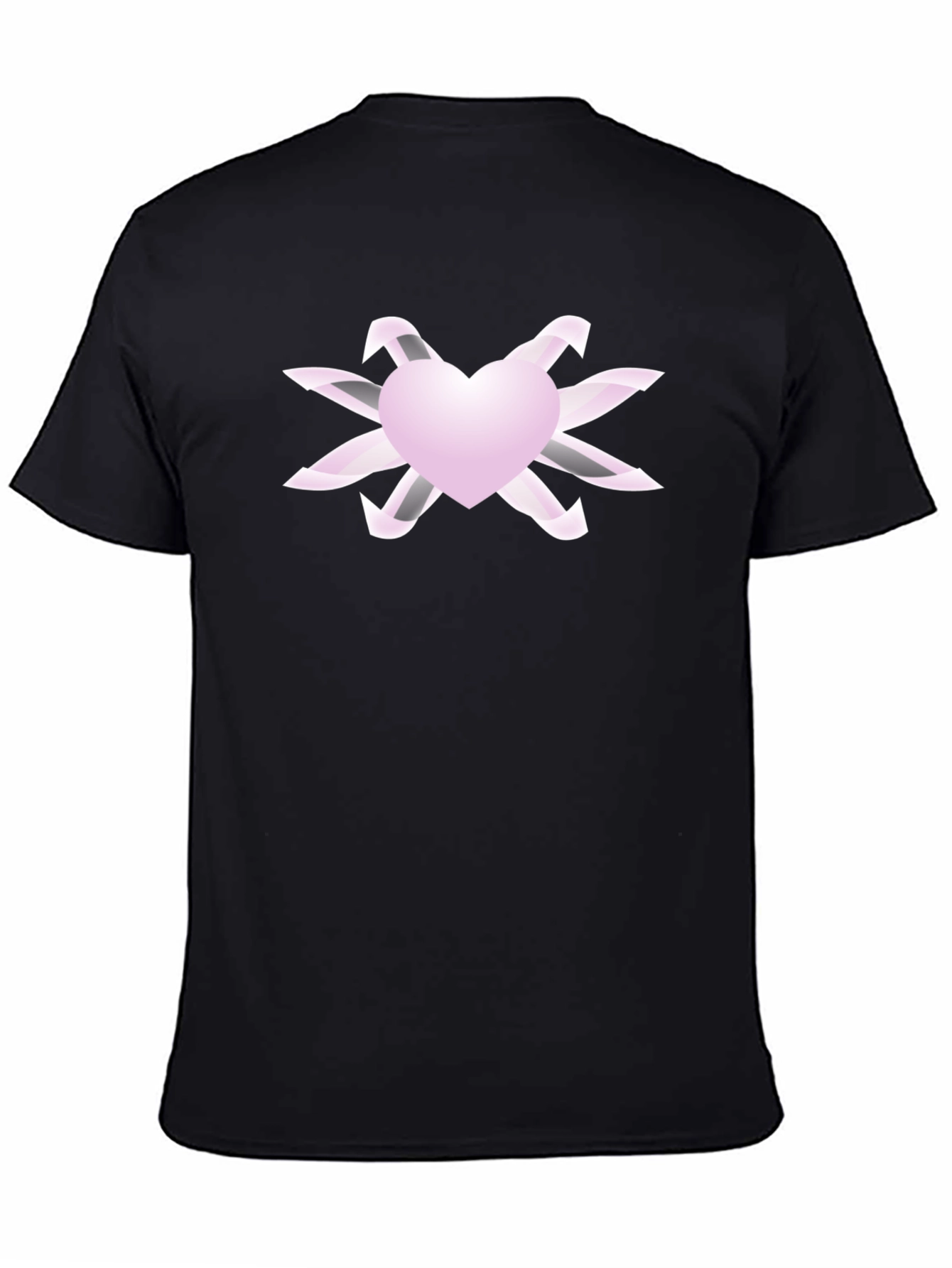 Heart & Ribbon Graphic Tee - Stylish Black T-Shirt