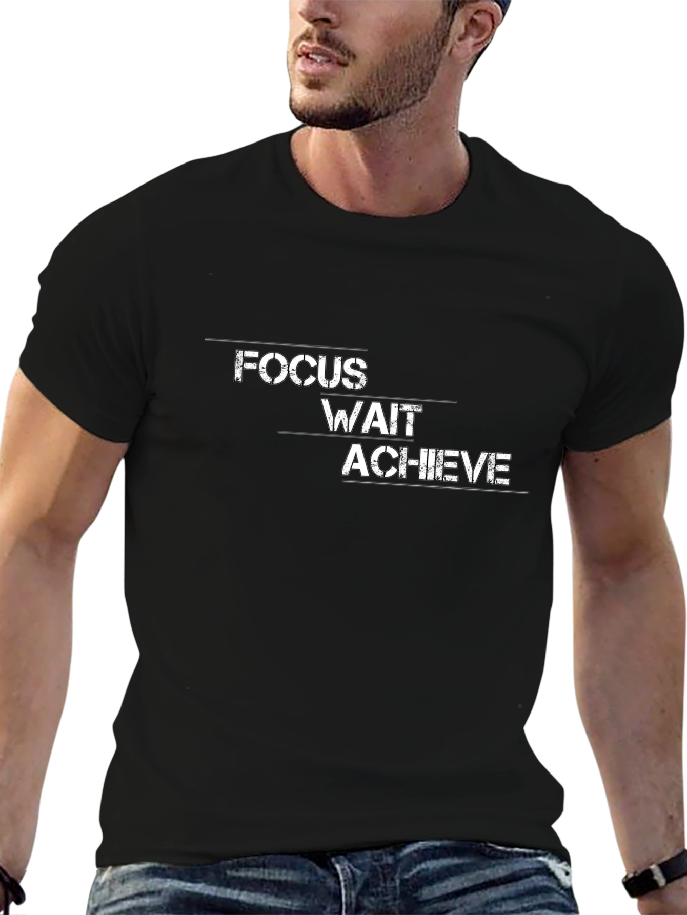 Focus Wait Achieve Graphic Tee - Black