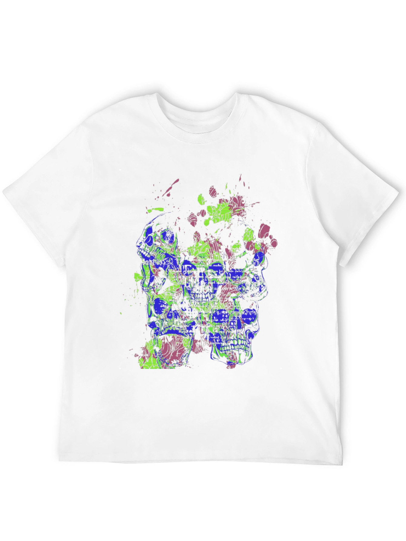 Skull Splatter Graphic Print Crew Neck T-Shirt