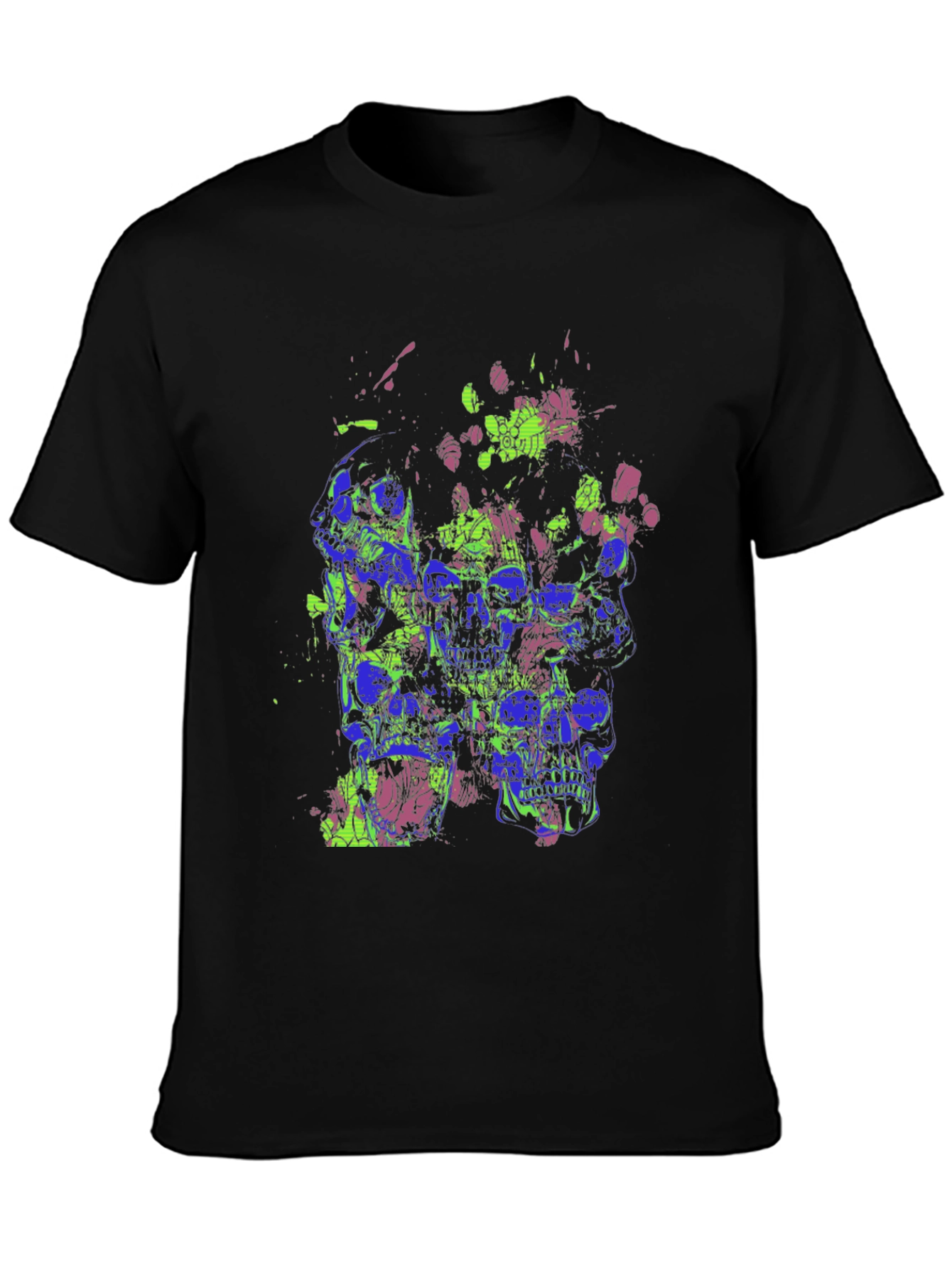 Skull Splatter Graphic Print Crew Neck T-Shirt