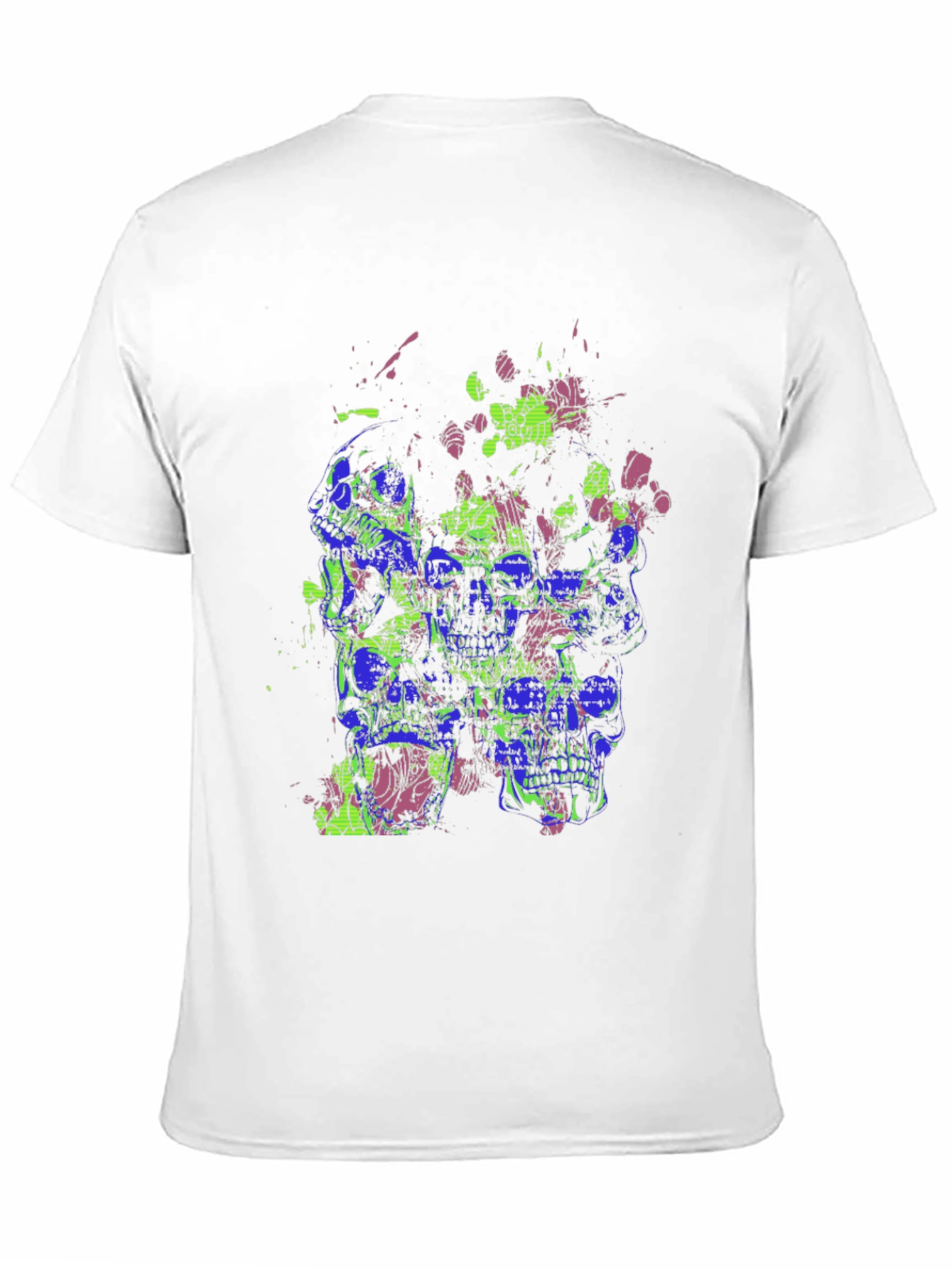 Skull Splatter Graphic Print Crew Neck T-Shirt