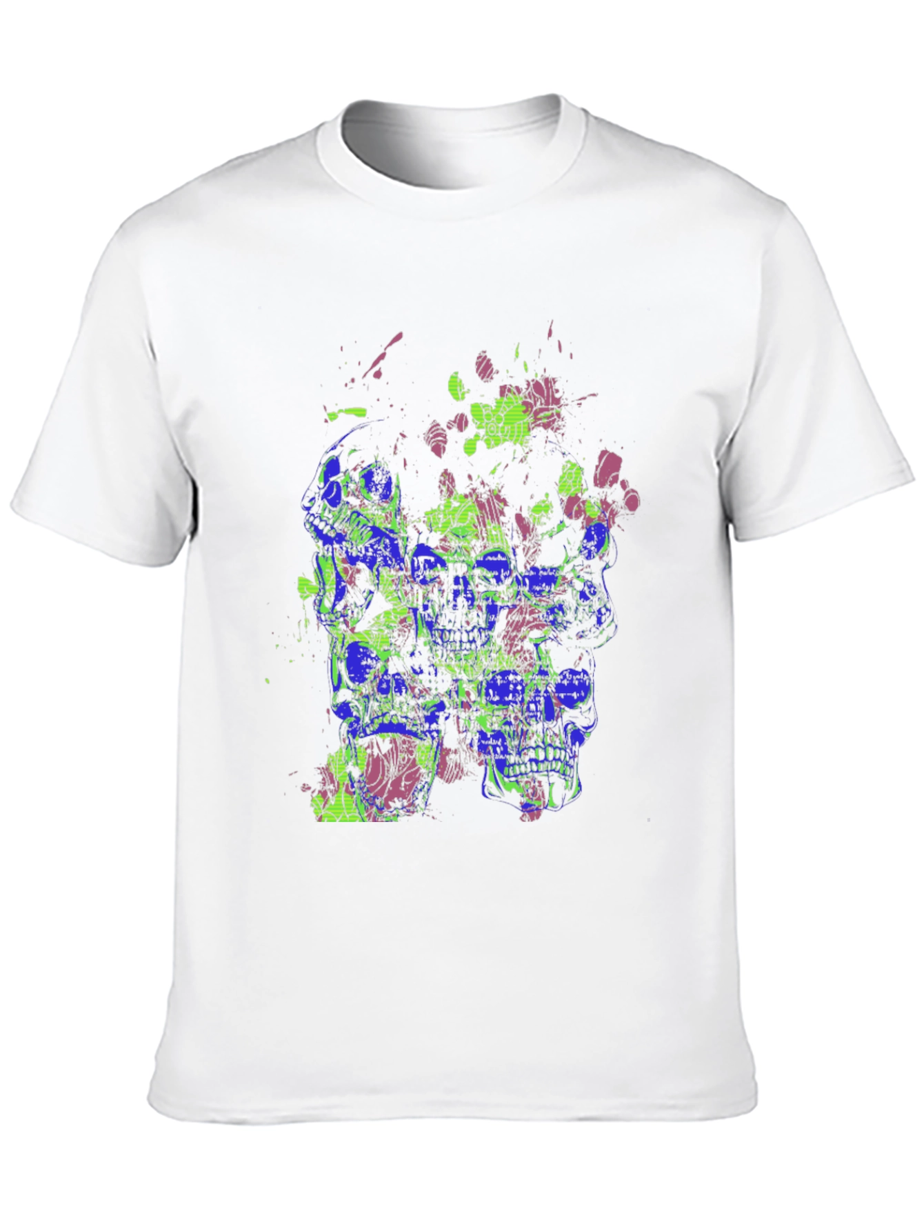 Skull Splatter Graphic Print Crew Neck T-Shirt