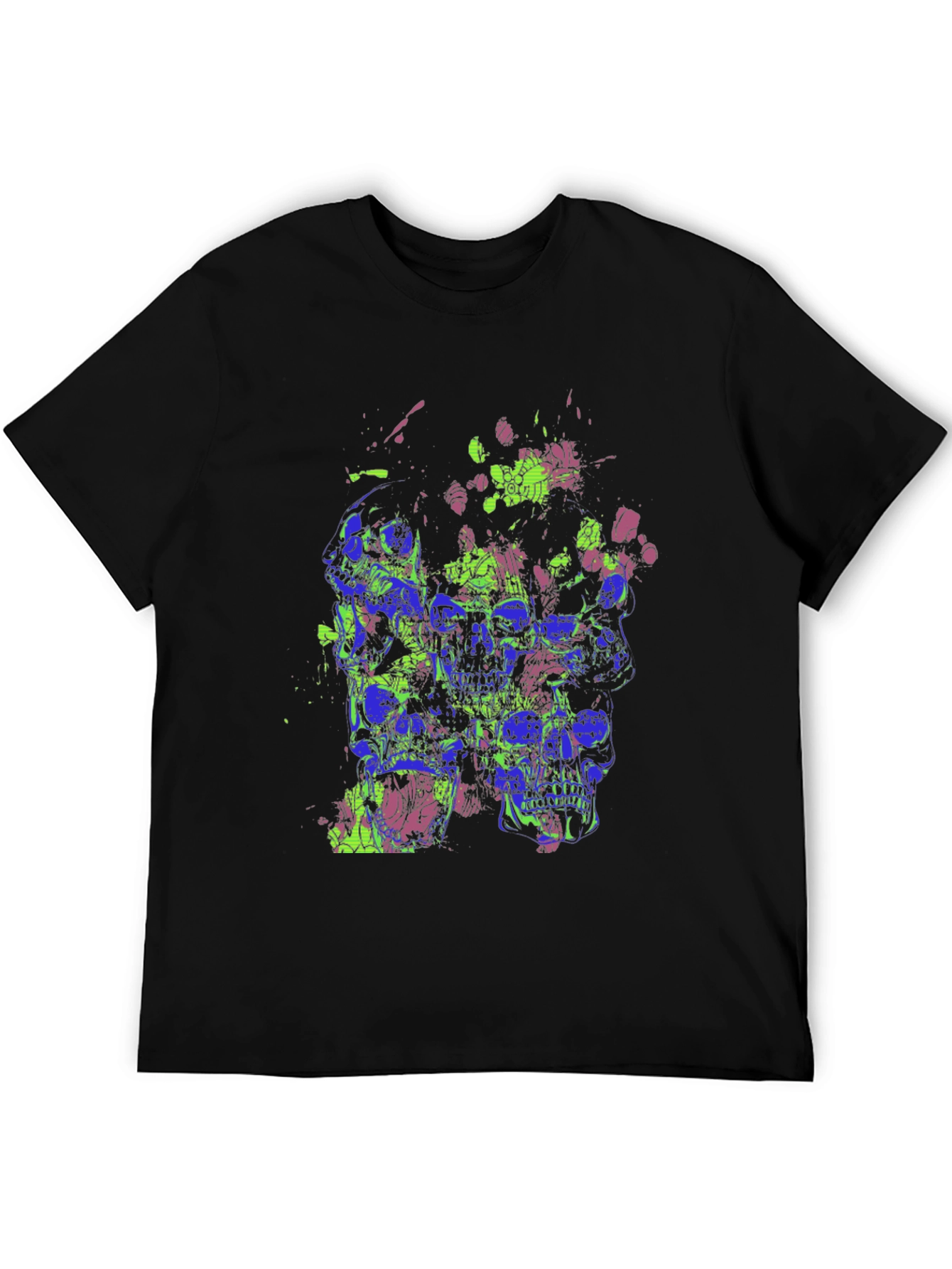 Skull Splatter Graphic Print Crew Neck T-Shirt