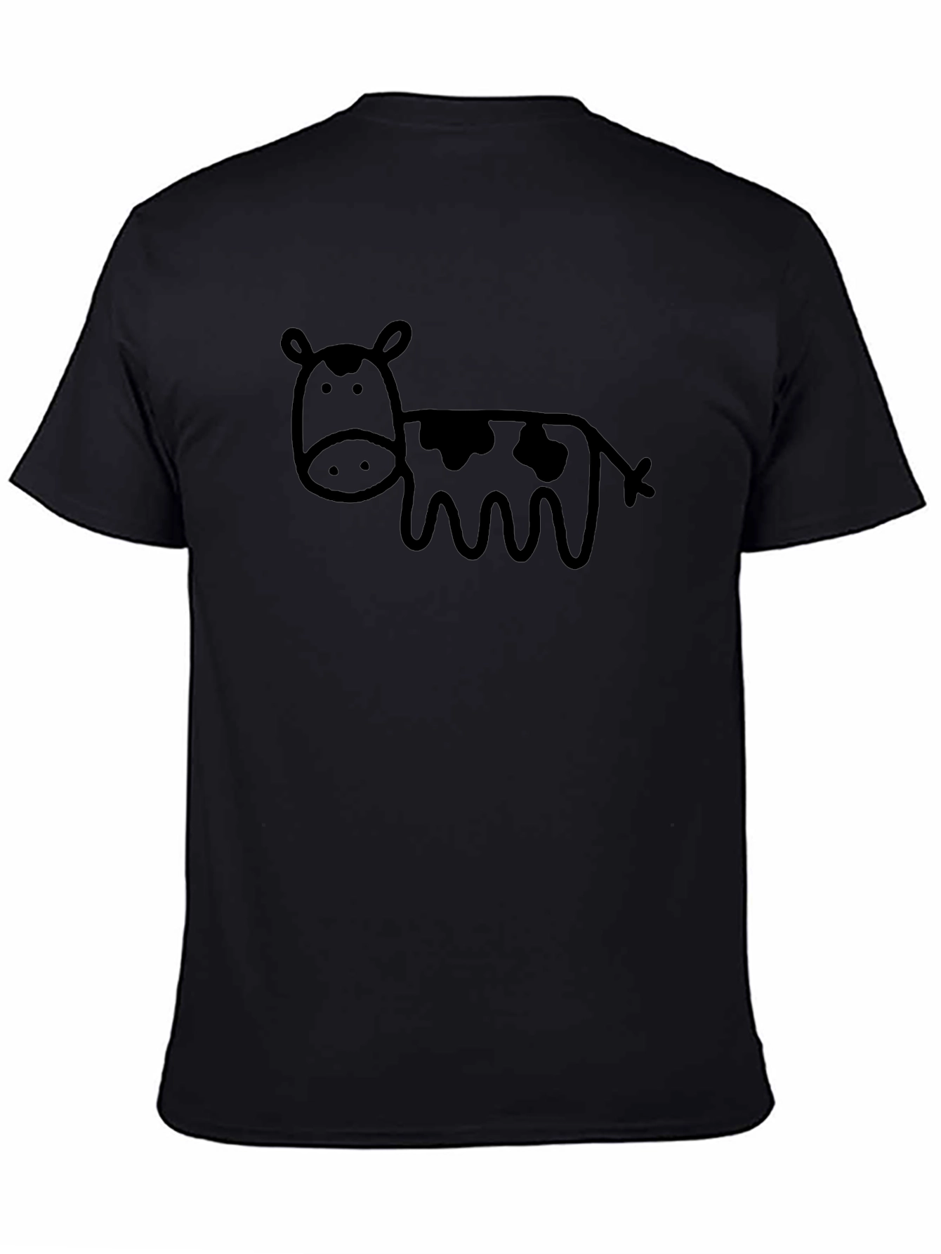 Black T-Shirt with Funny Cow Graphic