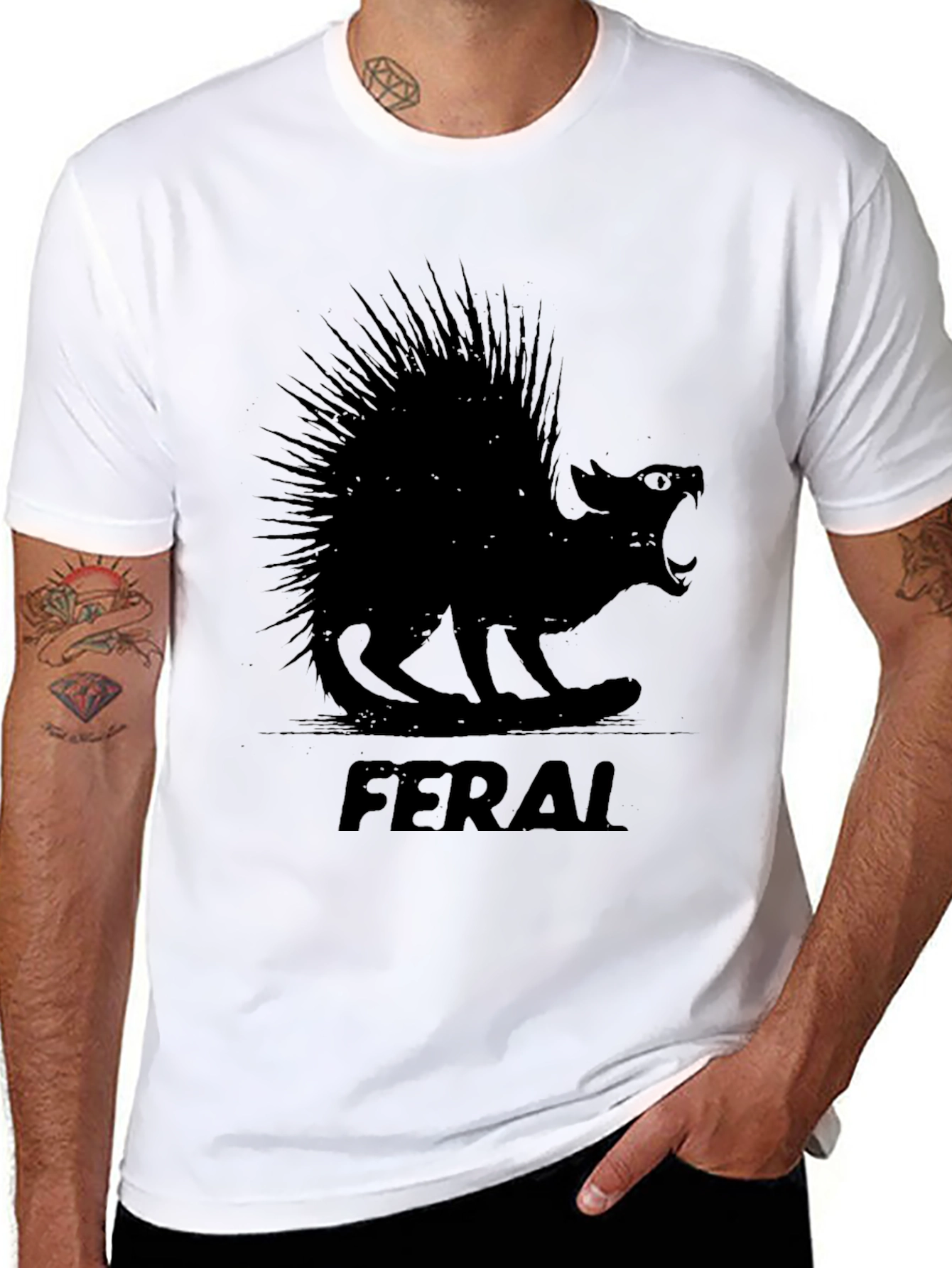 Feral Porcupine Graphic Tee - Black