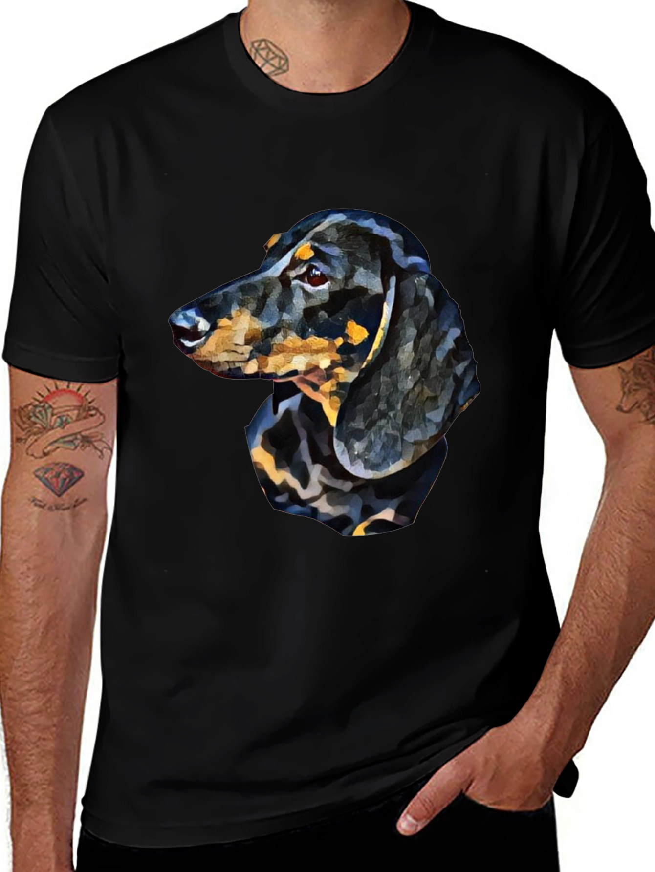 Dachshund Dog Graphic T-Shirt - Black