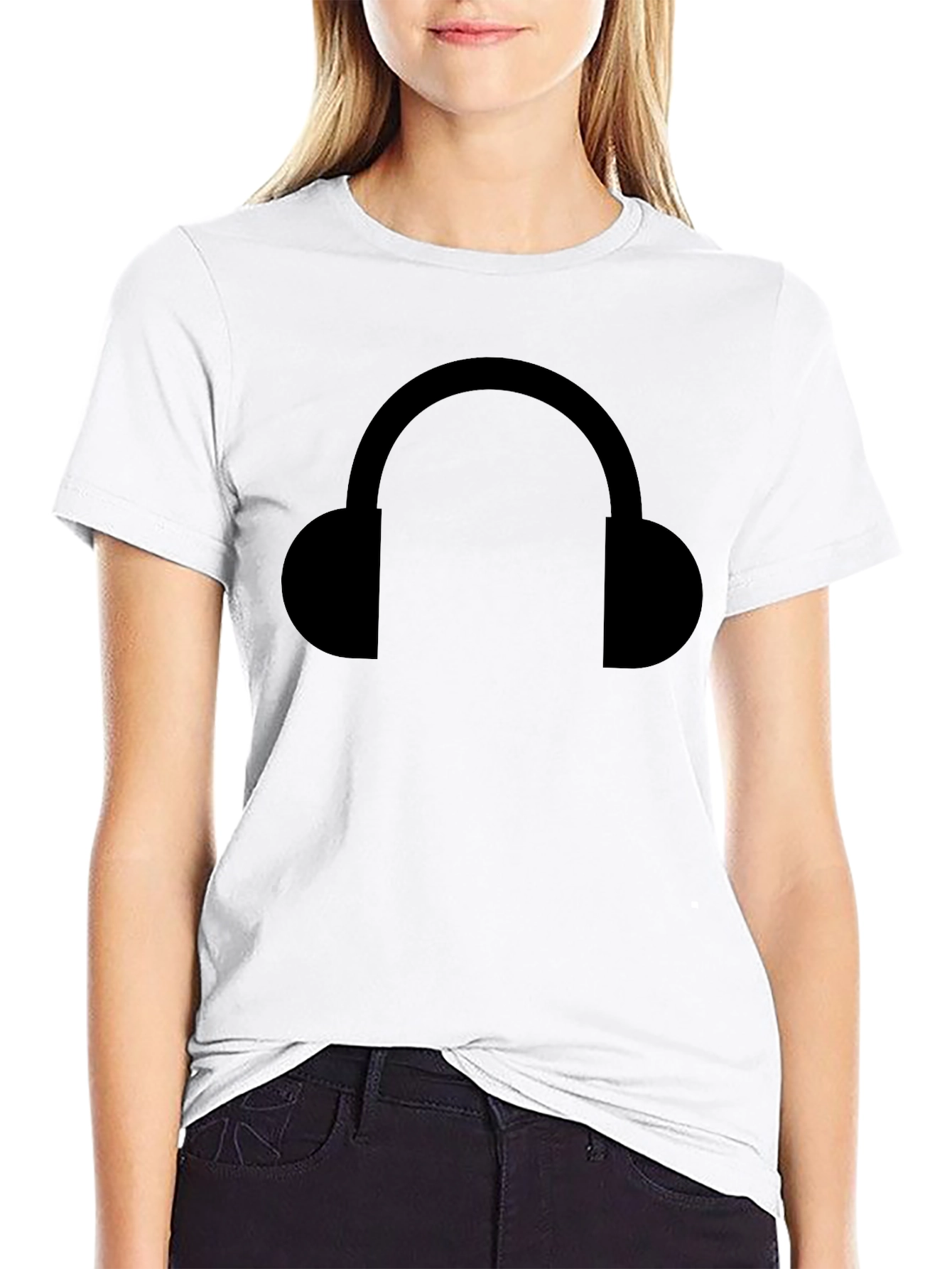 Headphone Graphic Tee - Black Cotton Comfort